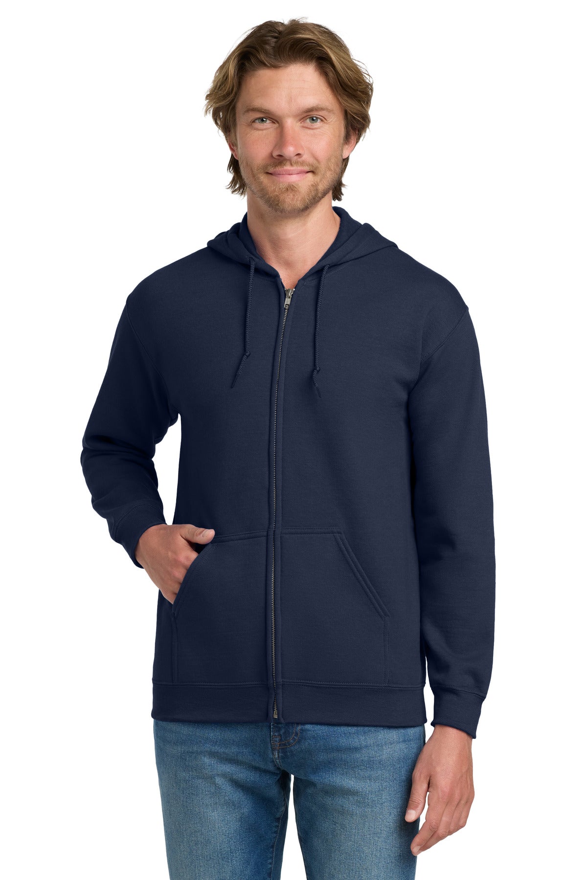 Custom Navy Heavy Blend Full-Zip Hoodie 18600, personalized by SanCanDo Swag in Argyle, TX