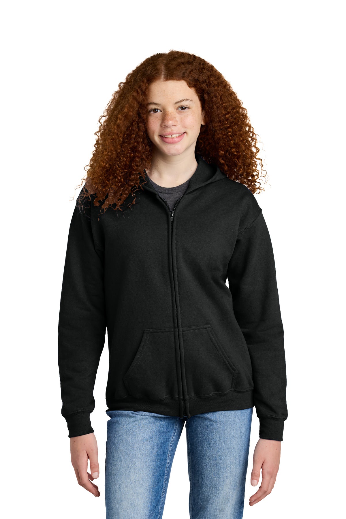 Custom Black Youth Heavy Blend Full-Zip Hoodie 18600B, personalized by SanCanDo Swag in Argyle, TX