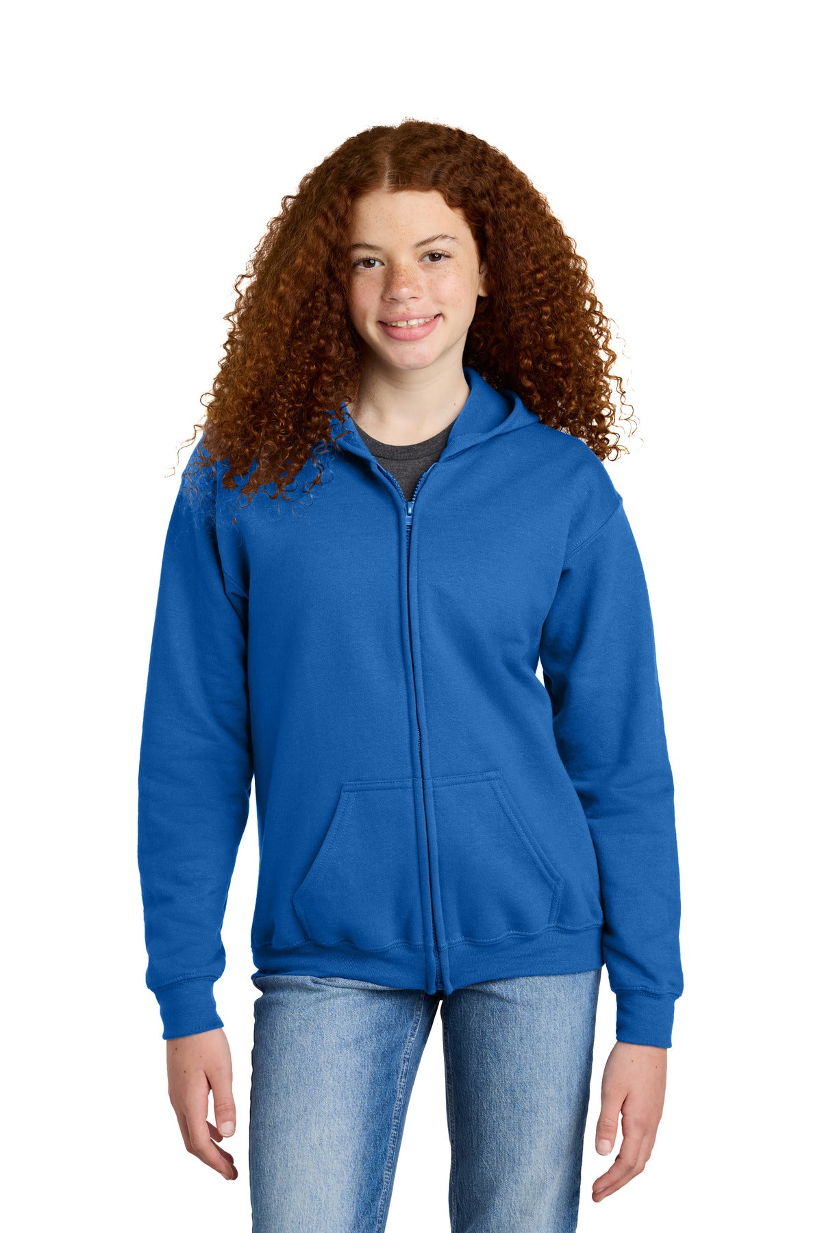 Custom Royal Youth Heavy Blend Full-Zip Hoodie 18600B, personalized by SanCanDo Swag in Argyle, TX