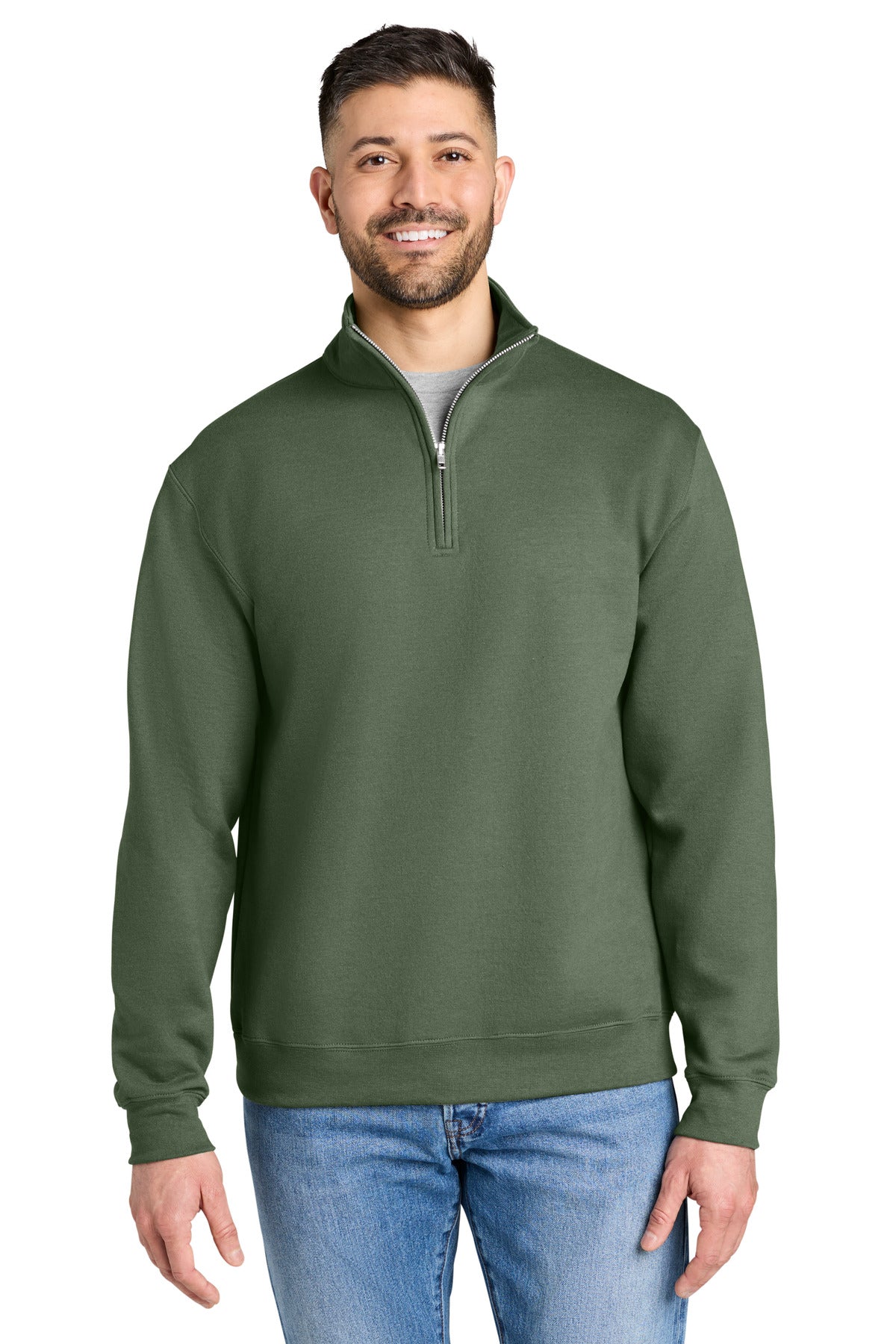 Custom Military Green Heavy Blend 1/4-Zip Sweatshirt 18810, personalized by SanCanDo Swag in Argyle, TX