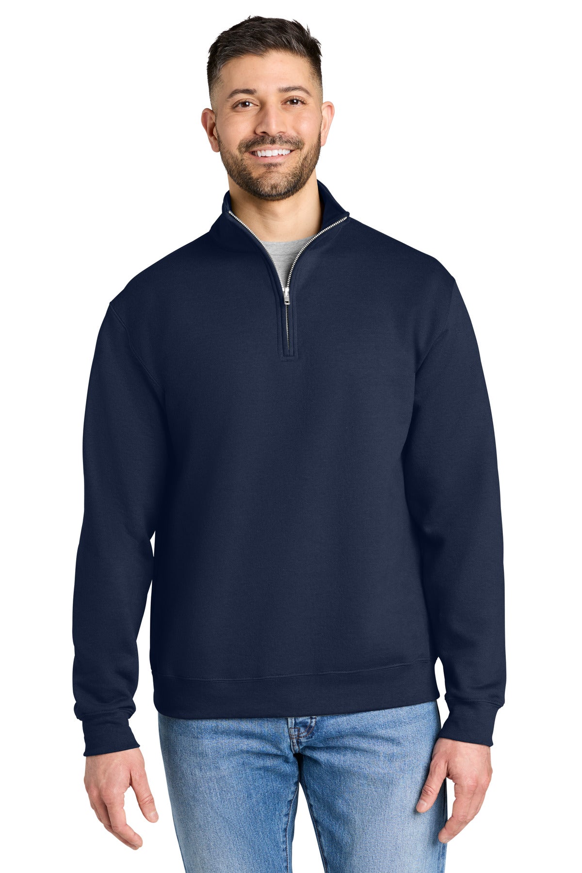 Custom Navy Heavy Blend 1/4-Zip Sweatshirt 18810, personalized by SanCanDo Swag in Argyle, TX