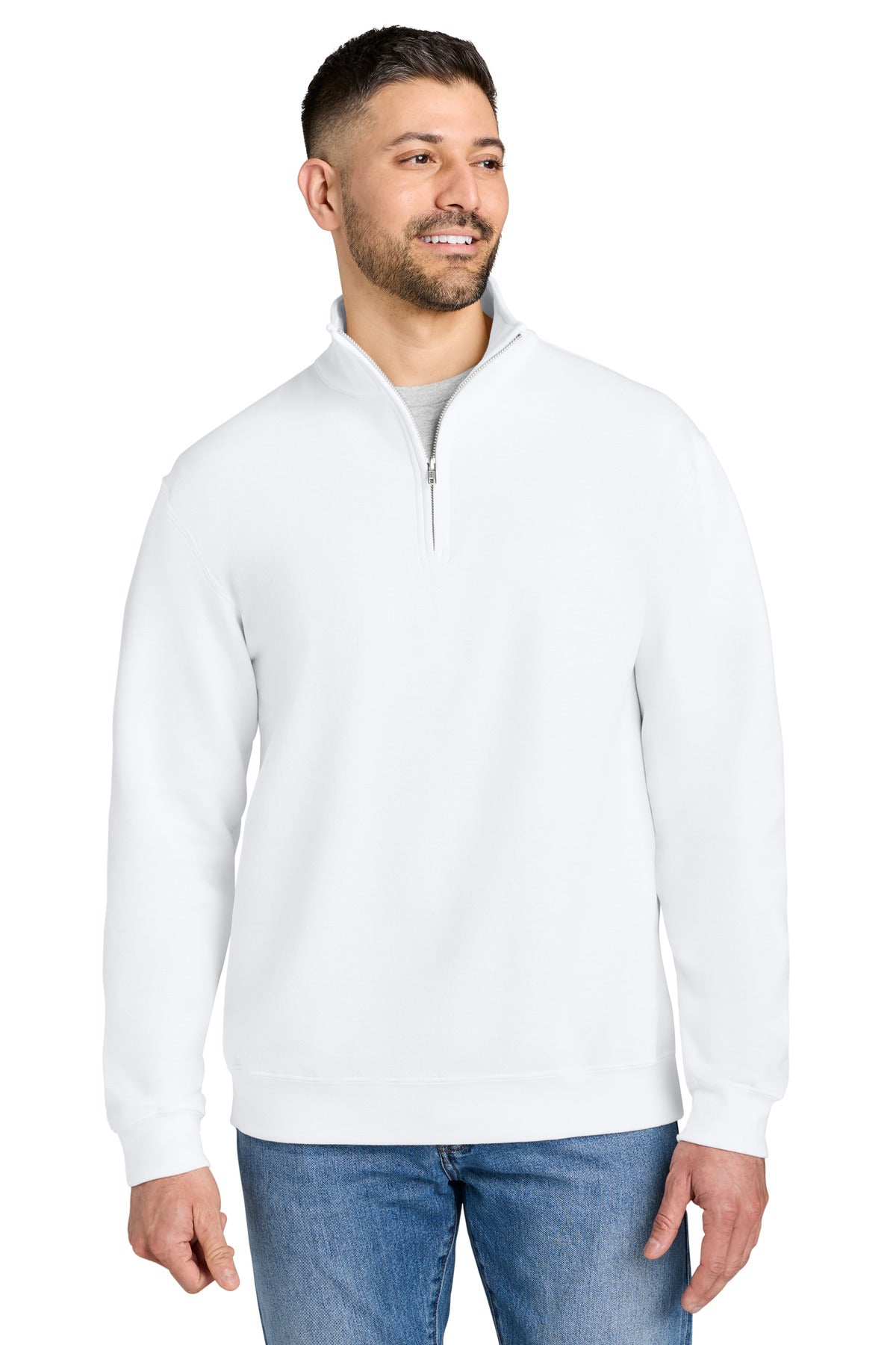 Custom White Heavy Blend 1/4-Zip Sweatshirt 18810, personalized by SanCanDo Swag in Argyle, TX