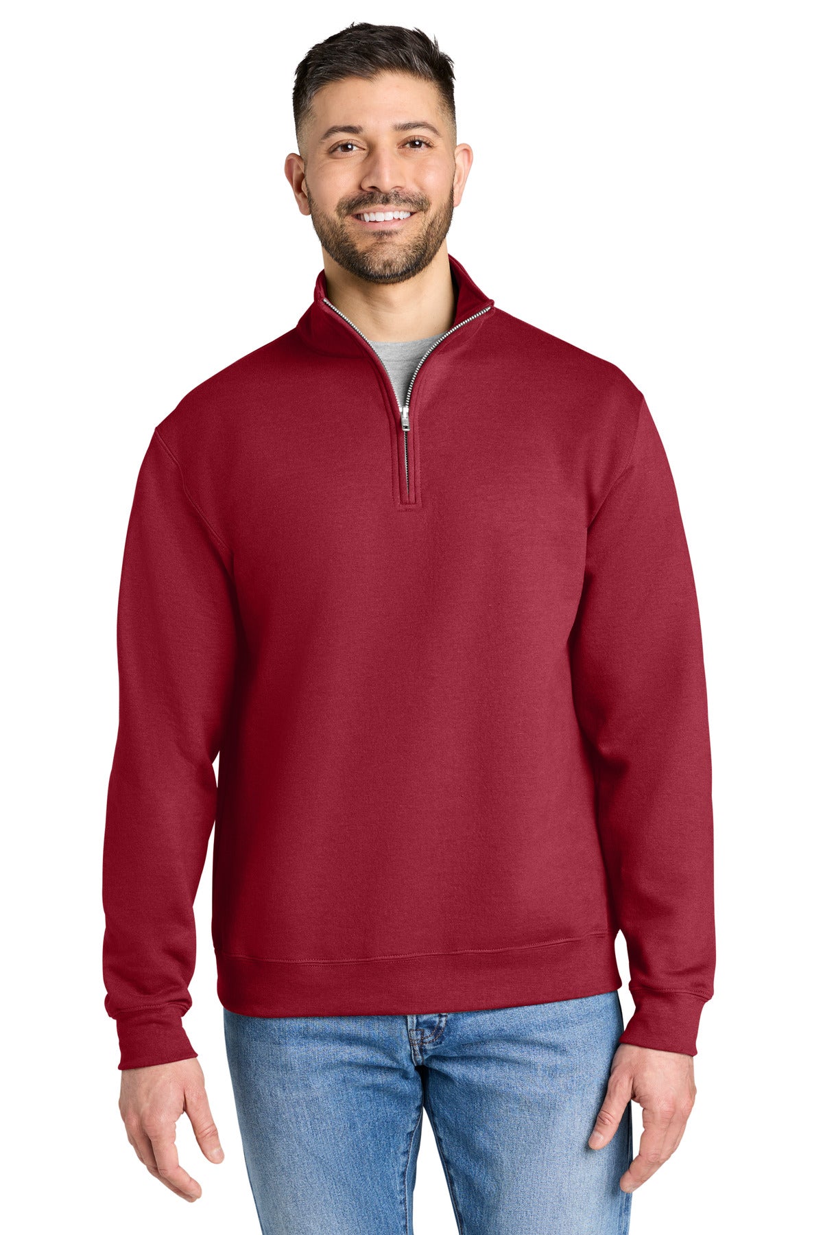 Custom Cherry Red Heavy Blend 1/4-Zip Sweatshirt 18810, personalized by SanCanDo Swag in Argyle, TX