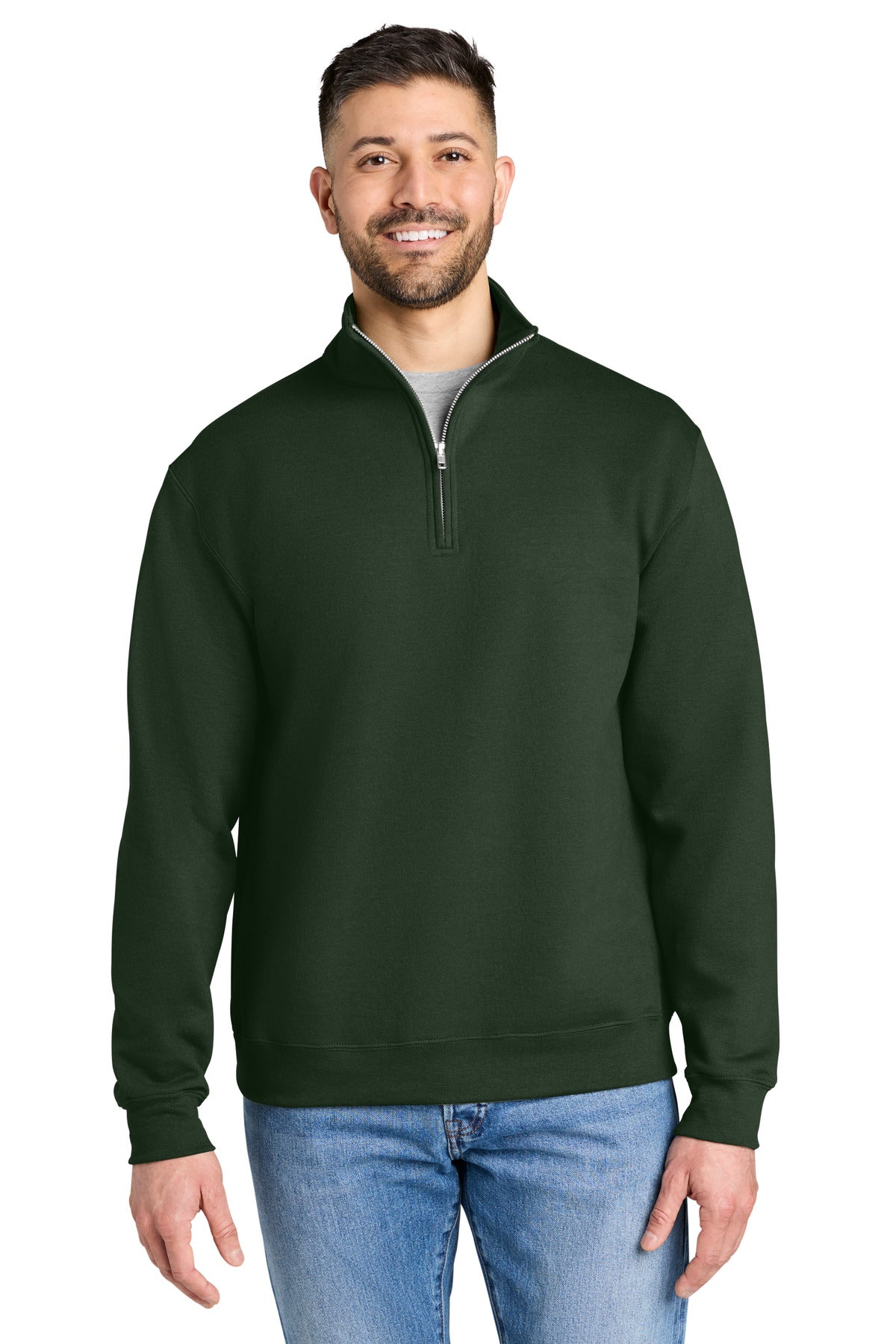 Custom Forest Green Heavy Blend 1/4-Zip Sweatshirt 18810, personalized by SanCanDo Swag in Argyle, TX