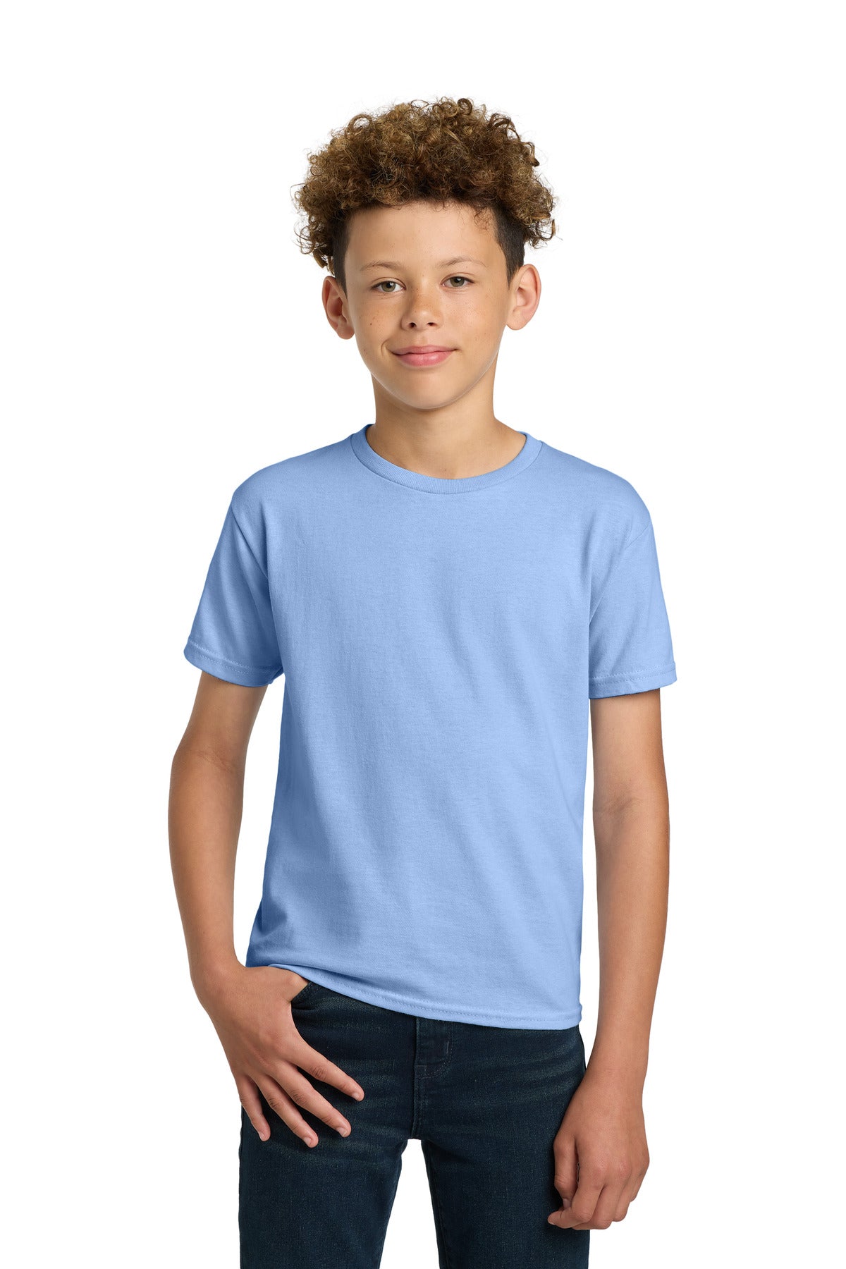 Custom Light Blue Youth Ultra Cotton100% US Cotton Tee 2000B, personalized by SanCanDo Swag in Argyle, TX