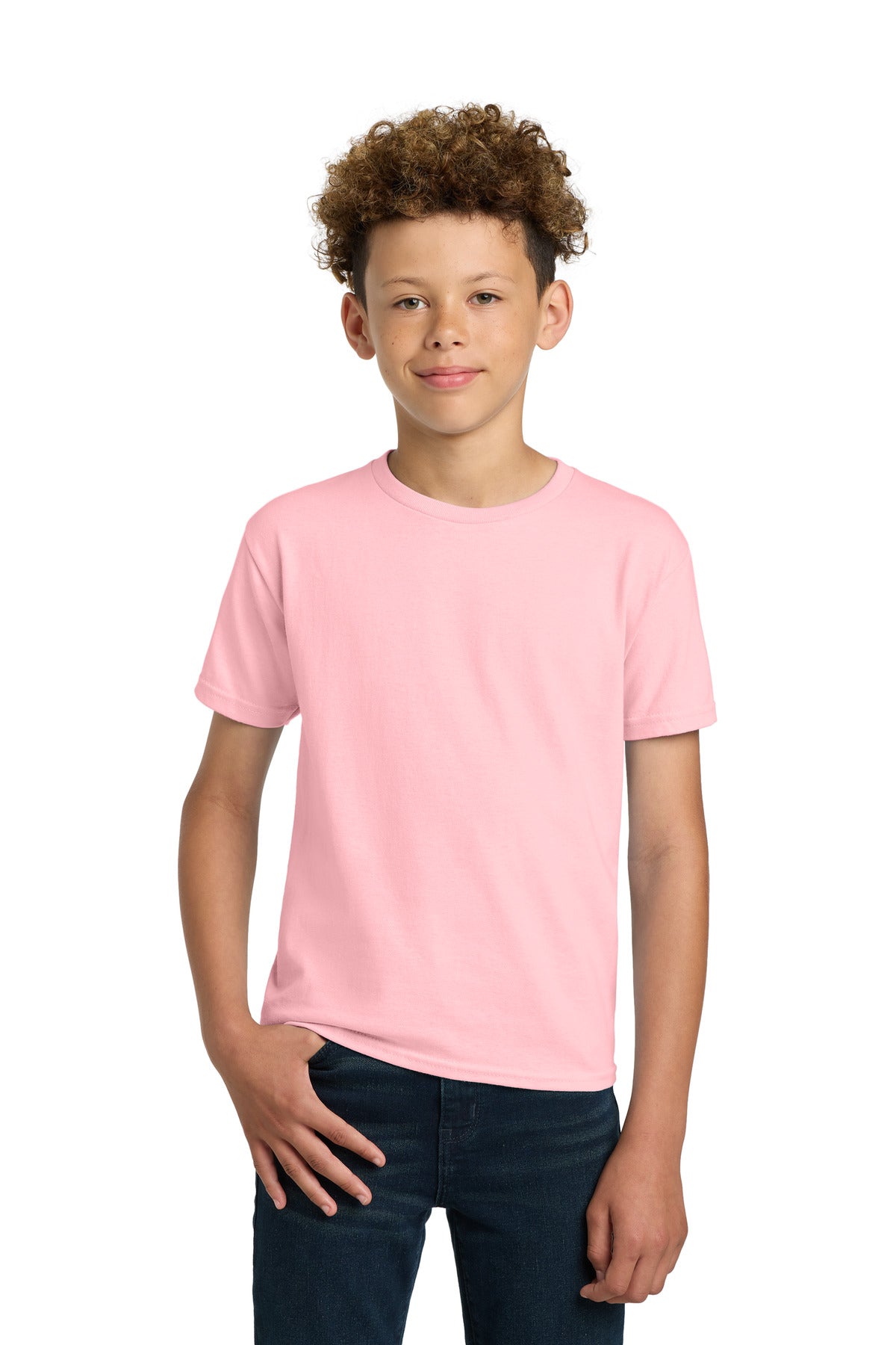 Custom Light Pink Youth Ultra Cotton100% US Cotton Tee 2000B, personalized by SanCanDo Swag in Argyle, TX
