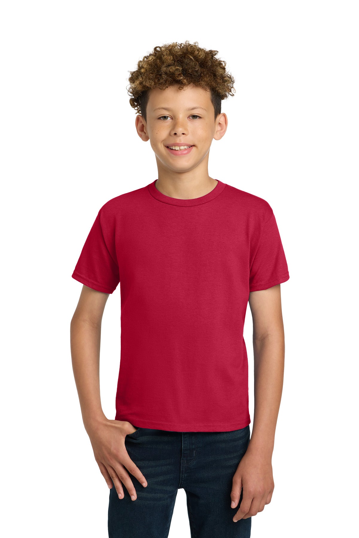 Custom Cherry Red Youth Ultra Cotton100% US Cotton Tee 2000B, personalized by SanCanDo Swag in Argyle, TX
