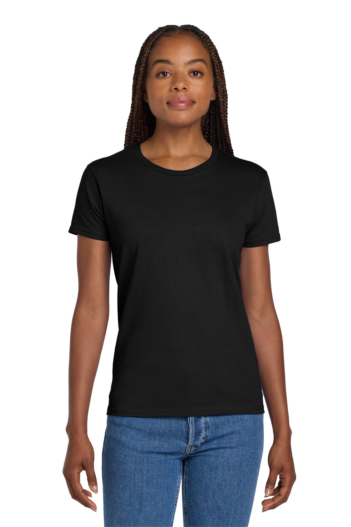 Custom Black Women's Ultra Cotton Cotton Tee 2000L, personalized by SanCanDo Swag in Argyle, TX
