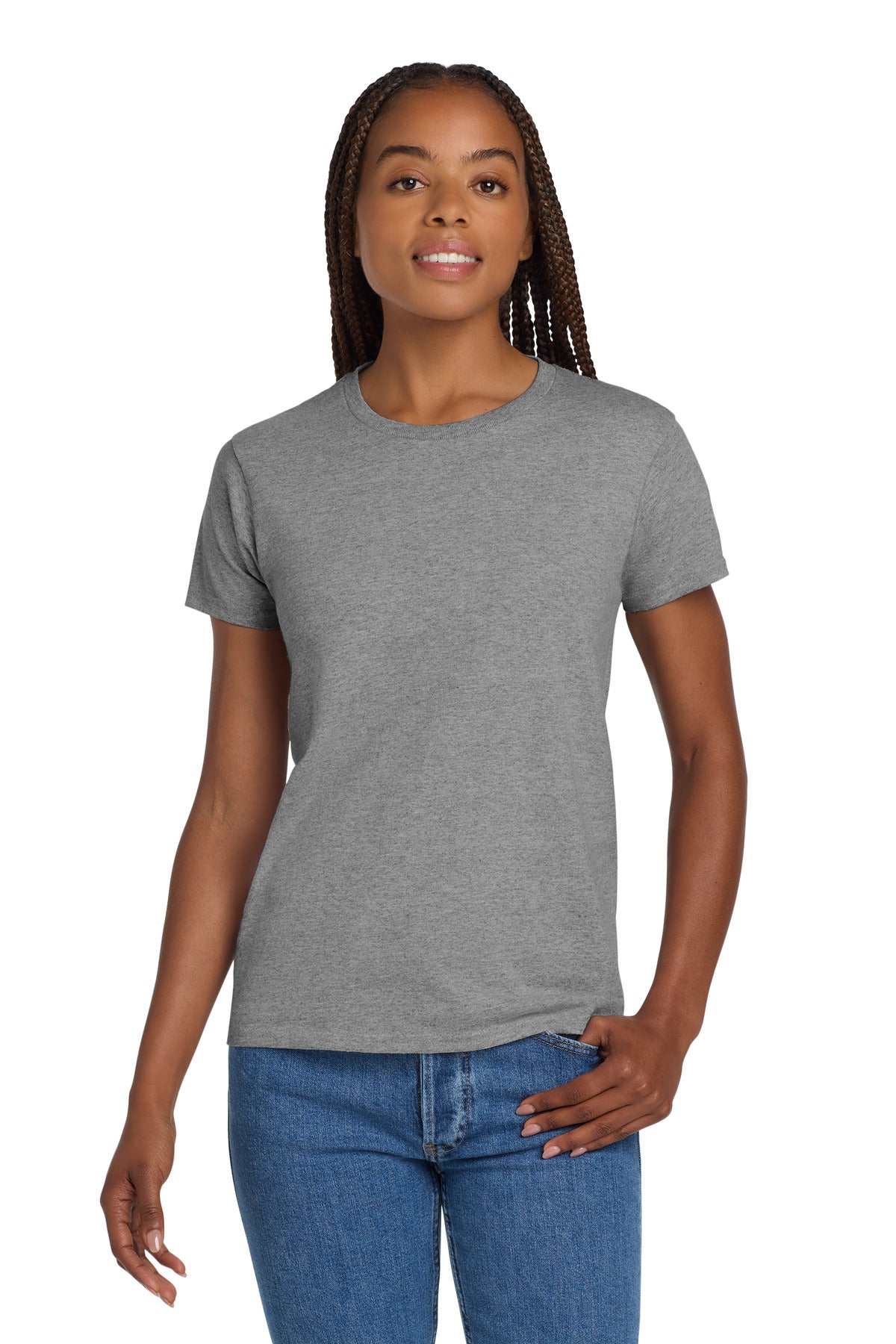 Custom Sport Grey Women's Ultra Cotton Cotton Tee 2000L, personalized by SanCanDo Swag in Argyle, TX