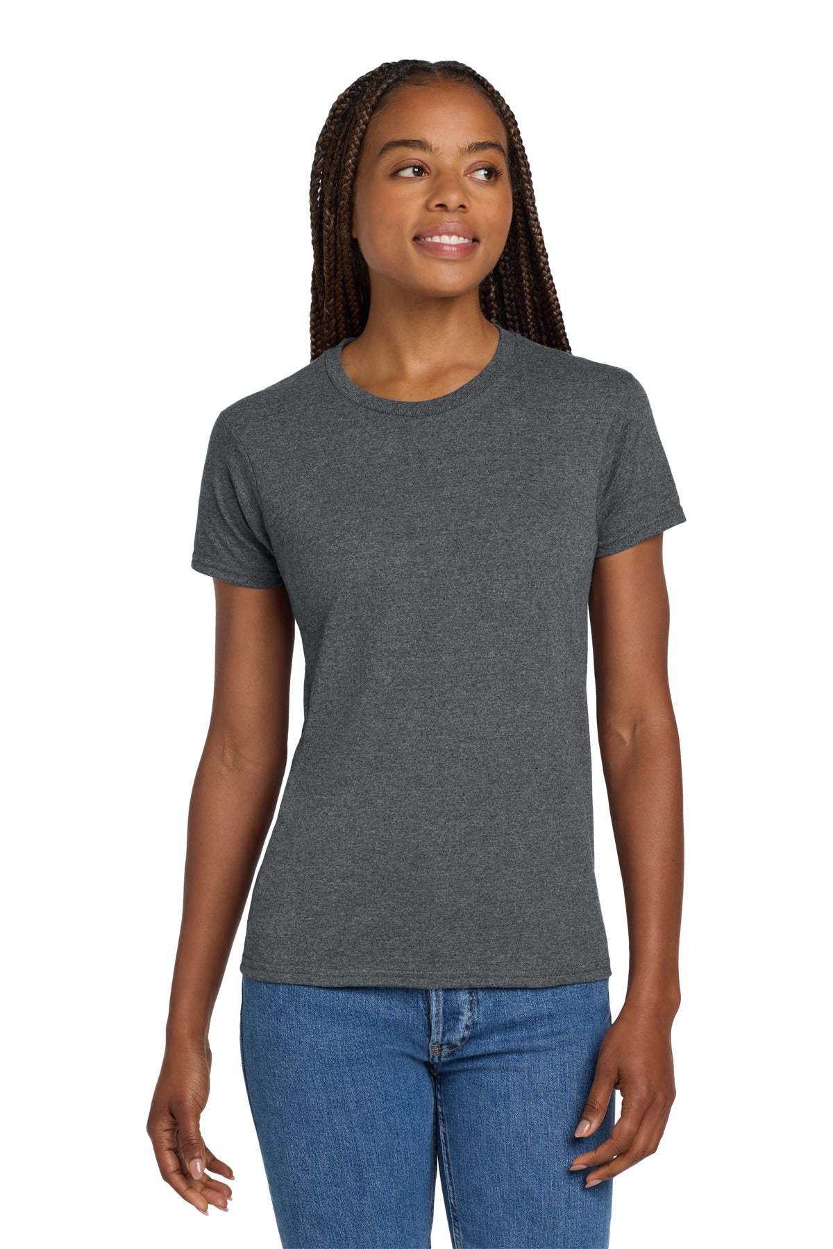 Custom Dark Heather Women's Ultra Cotton Cotton Tee 2000L, personalized by SanCanDo Swag in Argyle, TX