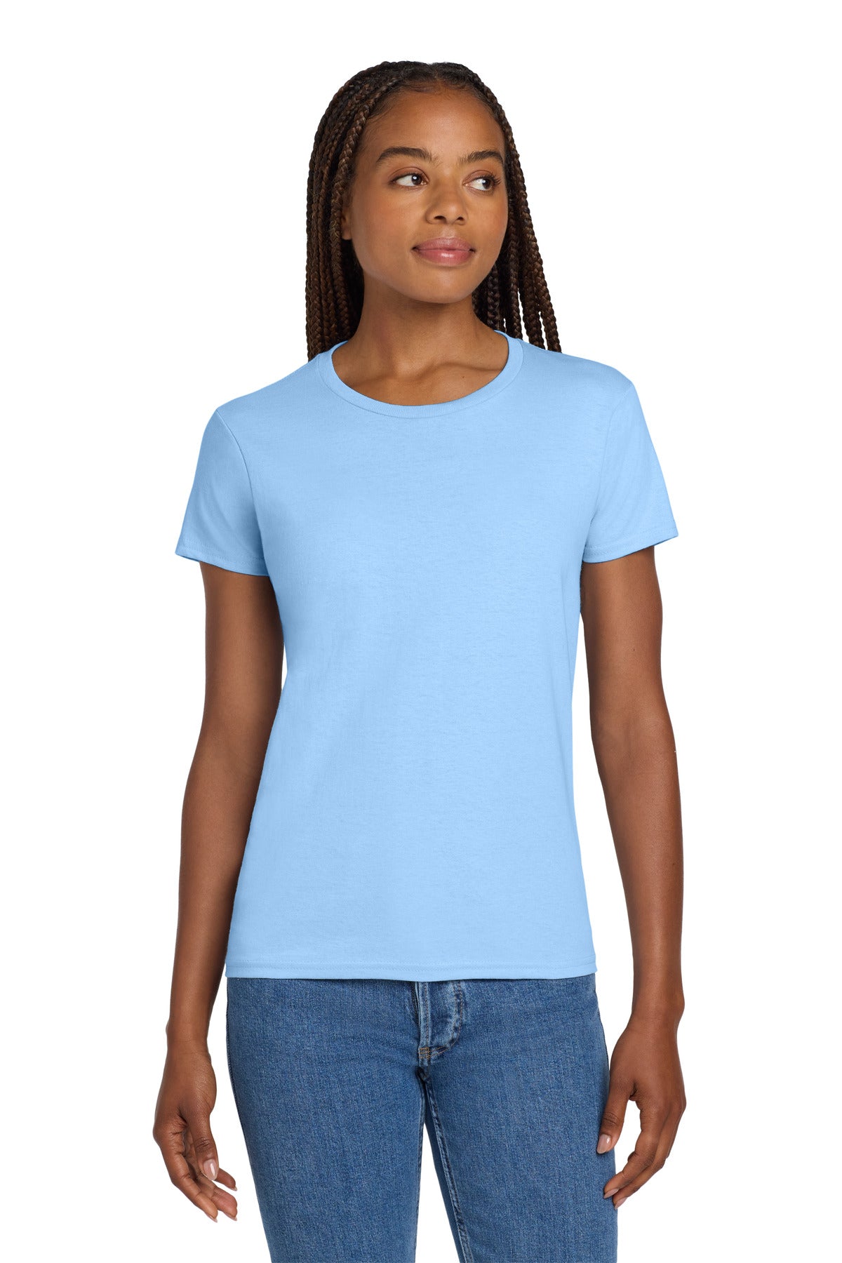 Custom Light Blue Women's Ultra Cotton Cotton Tee 2000L, personalized by SanCanDo Swag in Argyle, TX