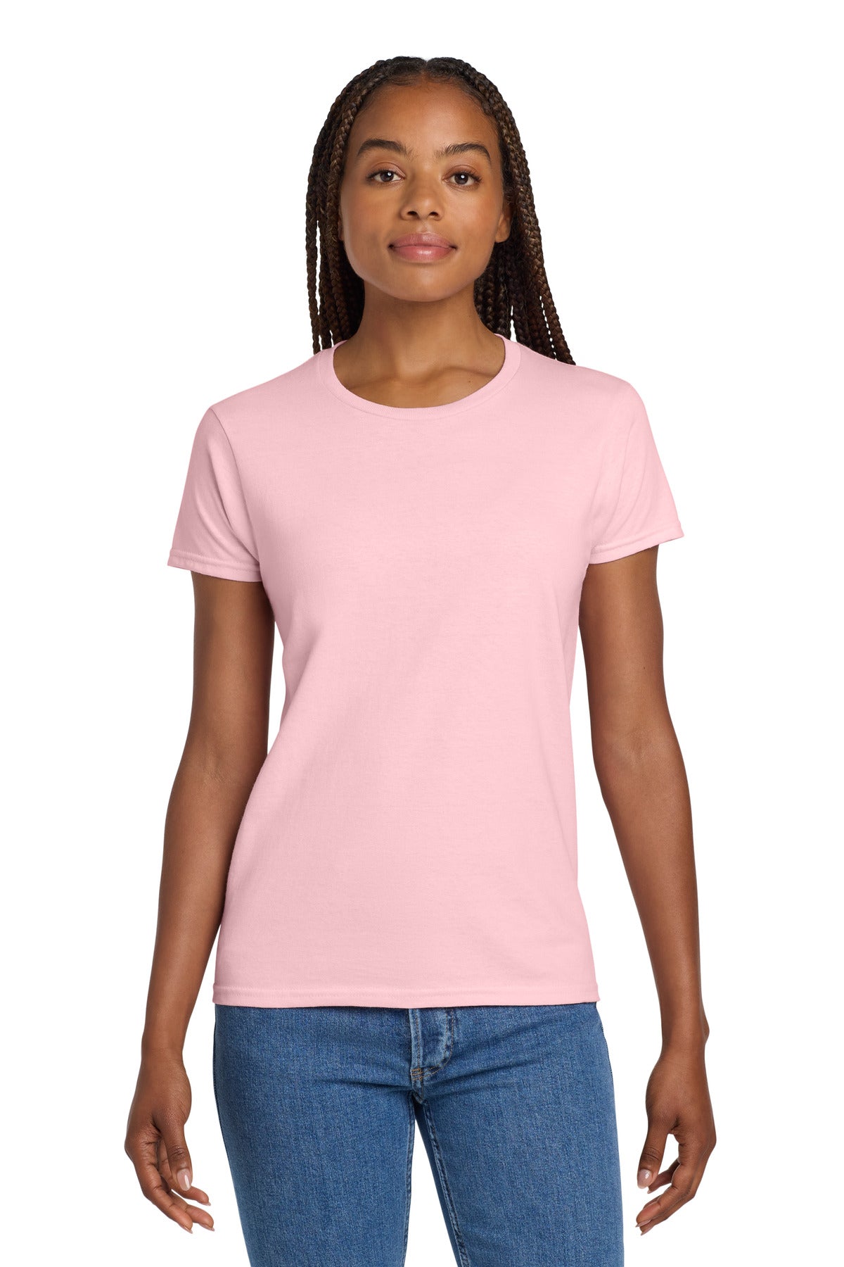Custom Light Pink Women's Ultra Cotton Cotton Tee 2000L, personalized by SanCanDo Swag in Argyle, TX