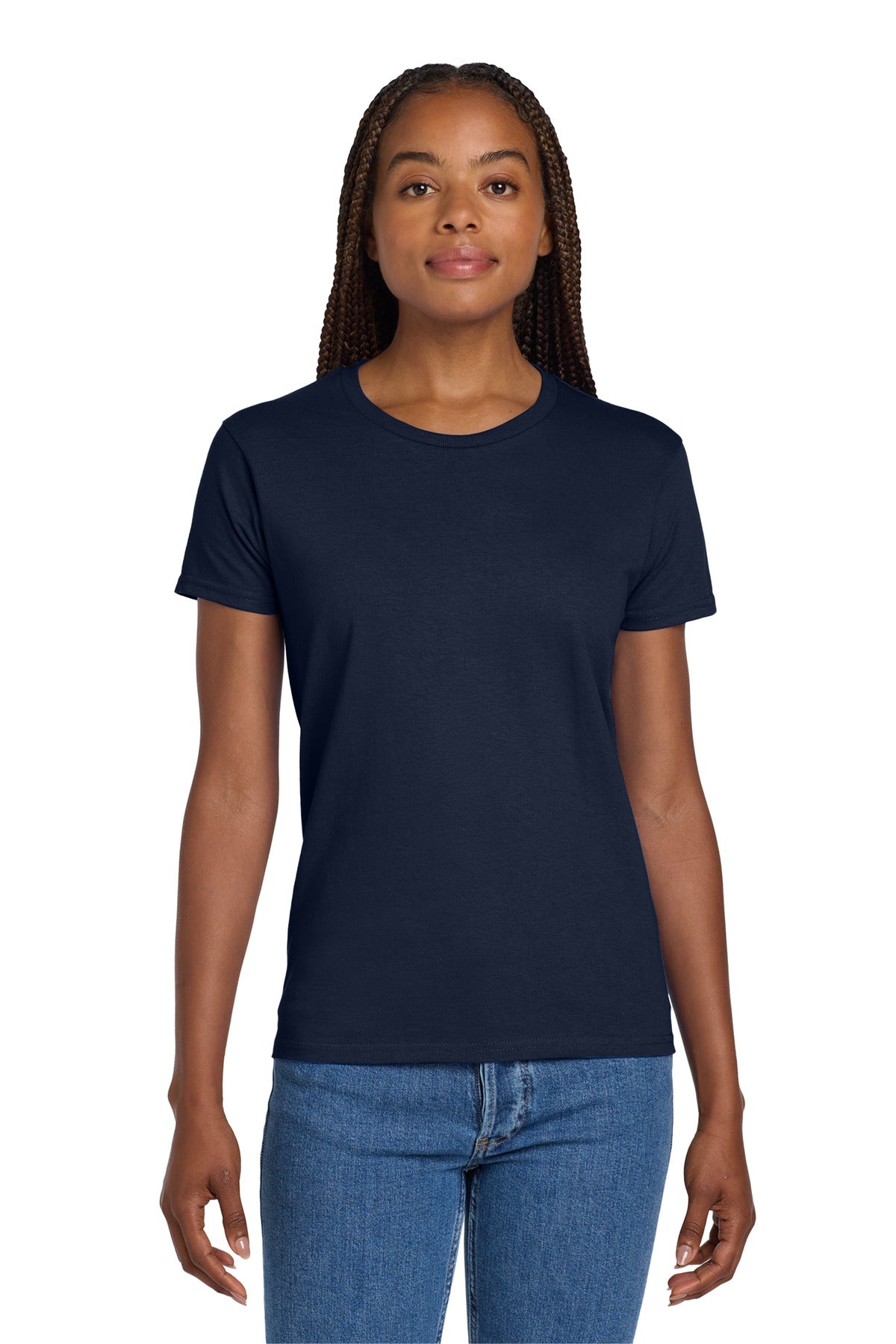 Custom Navy Women's Ultra Cotton Cotton Tee 2000L, personalized by SanCanDo Swag in Argyle, TX
