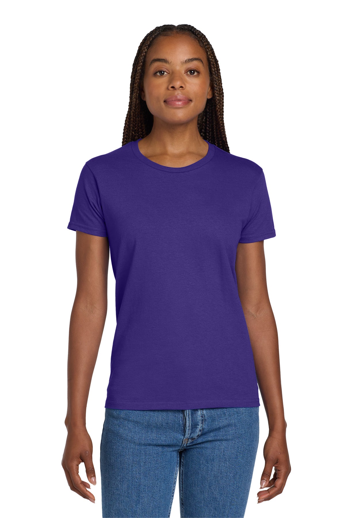 Custom Purple Women's Ultra Cotton Cotton Tee 2000L, personalized by SanCanDo Swag in Argyle, TX