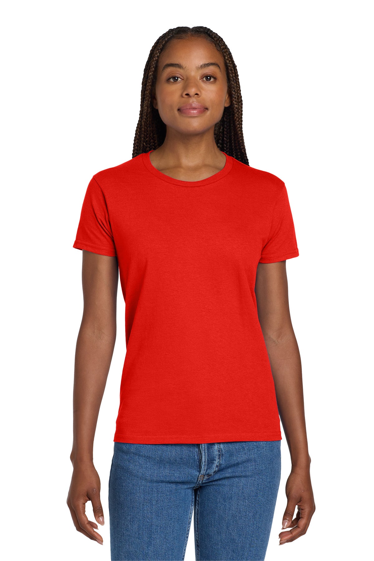 Custom Red Women's Ultra Cotton Cotton Tee 2000L, personalized by SanCanDo Swag in Argyle, TX