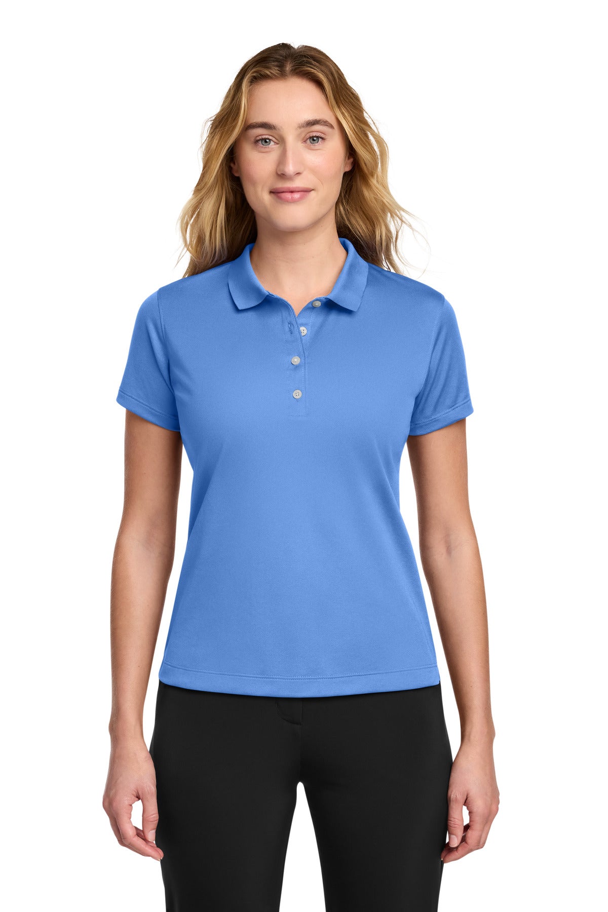 Custom University Blue Women's Tech Basic Dri-FIT Polo 203697, personalized by SanCanDo Swag in Argyle, TX