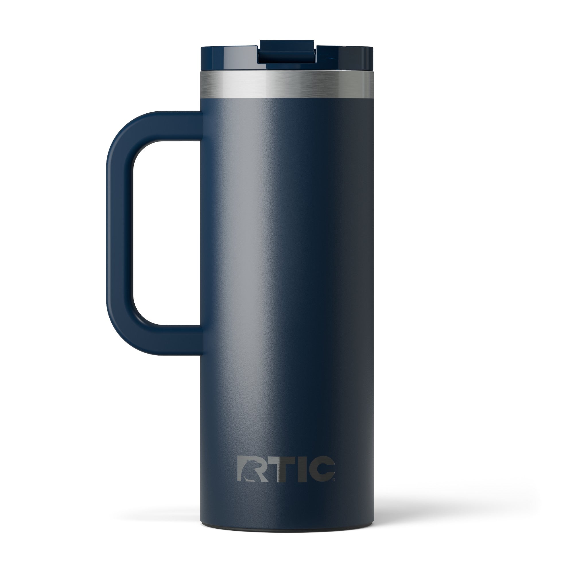 Custom Navy RTIC 20 oz Road Trip Travel Mug, personalized by SanCanDo Swag in Argyle, TX