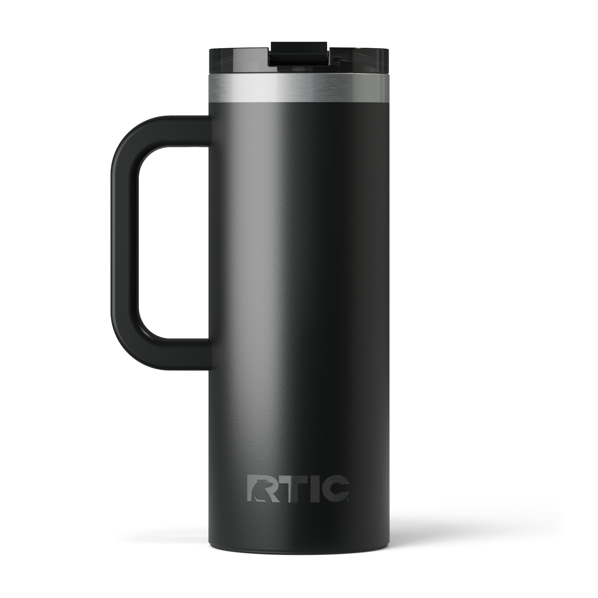 Custom Black RTIC 20 oz Road Trip Travel Mug, personalized by SanCanDo Swag in Argyle, TX