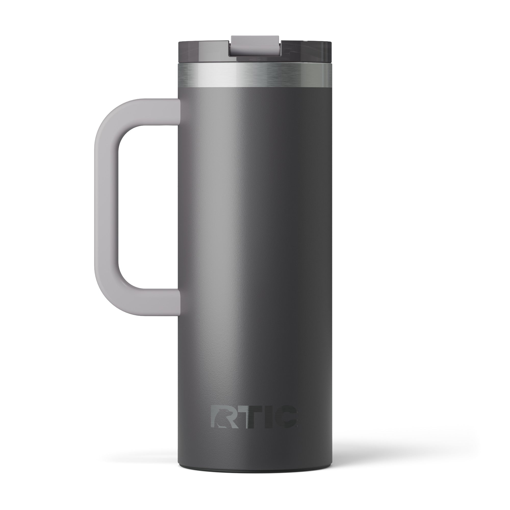 Custom Graphite RTIC 20 oz Road Trip Travel Mug, personalized by SanCanDo Swag in Argyle, TX