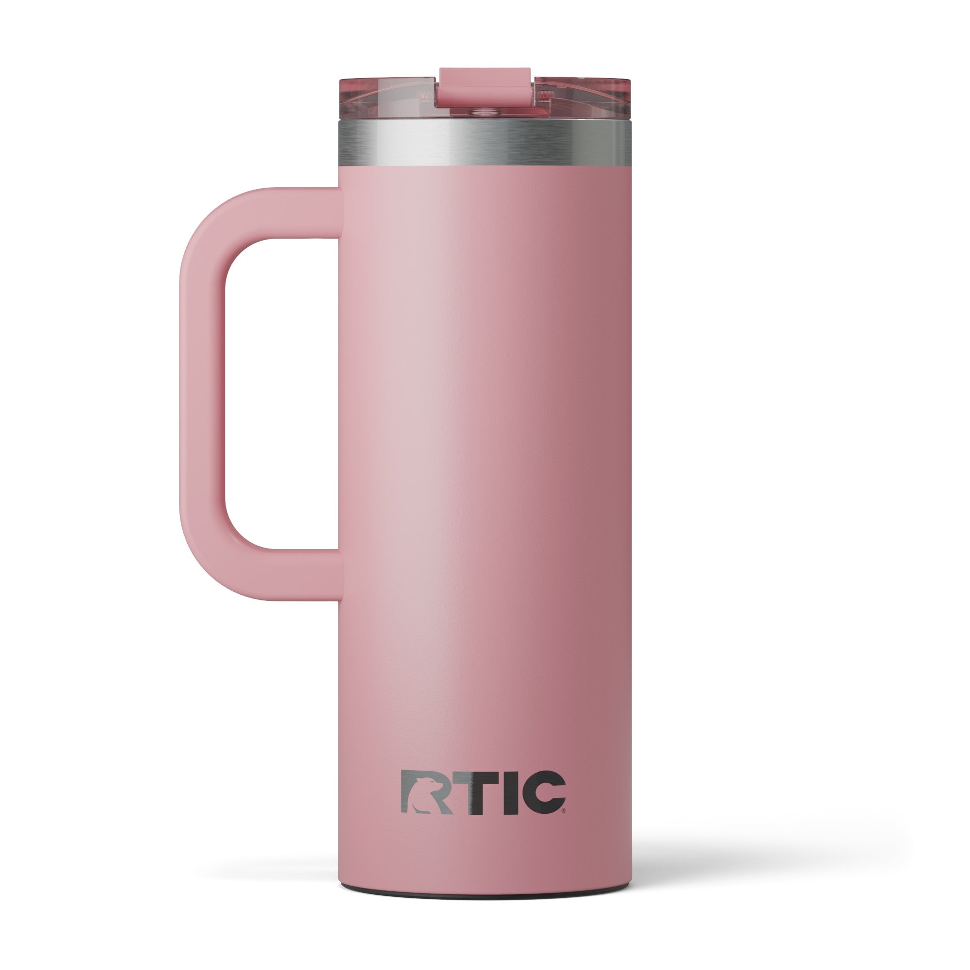 Custom Dusty Rose RTIC 20 oz Road Trip Travel Mug, personalized by SanCanDo Swag in Argyle, TX