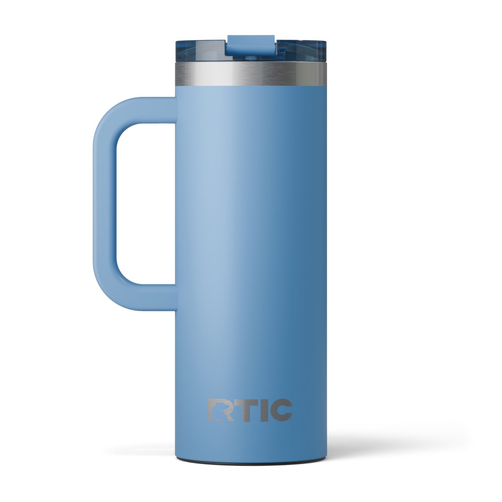 Custom Denim RTIC 20 oz Road Trip Travel Mug, personalized by SanCanDo Swag in Argyle, TX