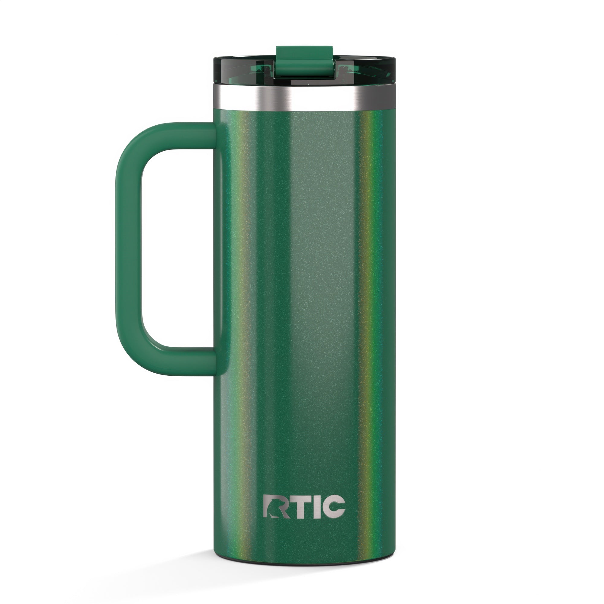 Custom Pine Tree Glitter RTIC 20 oz Road Trip Travel Mug, personalized by SanCanDo Swag in Argyle, TX