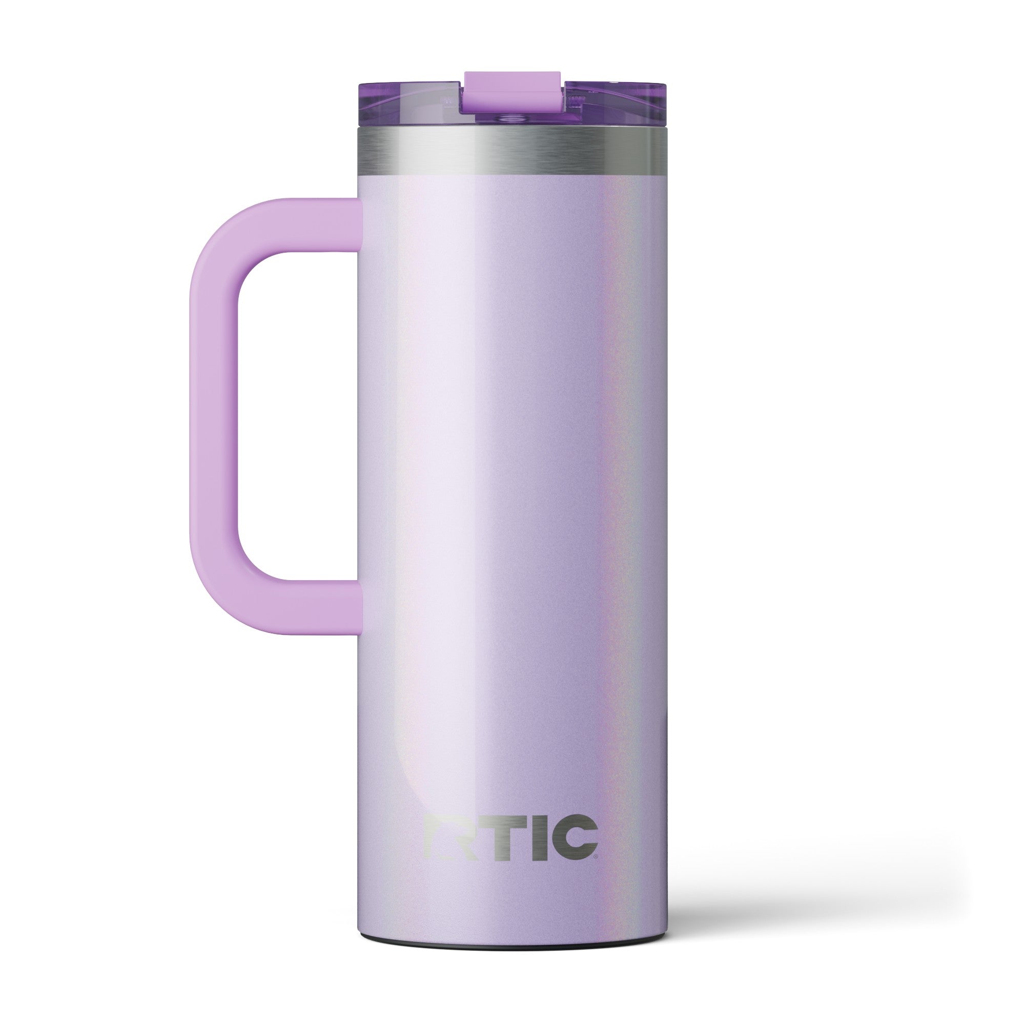 Custom Lavender Glitter RTIC 20 oz Road Trip Travel Mug, personalized by SanCanDo Swag in Argyle, TX