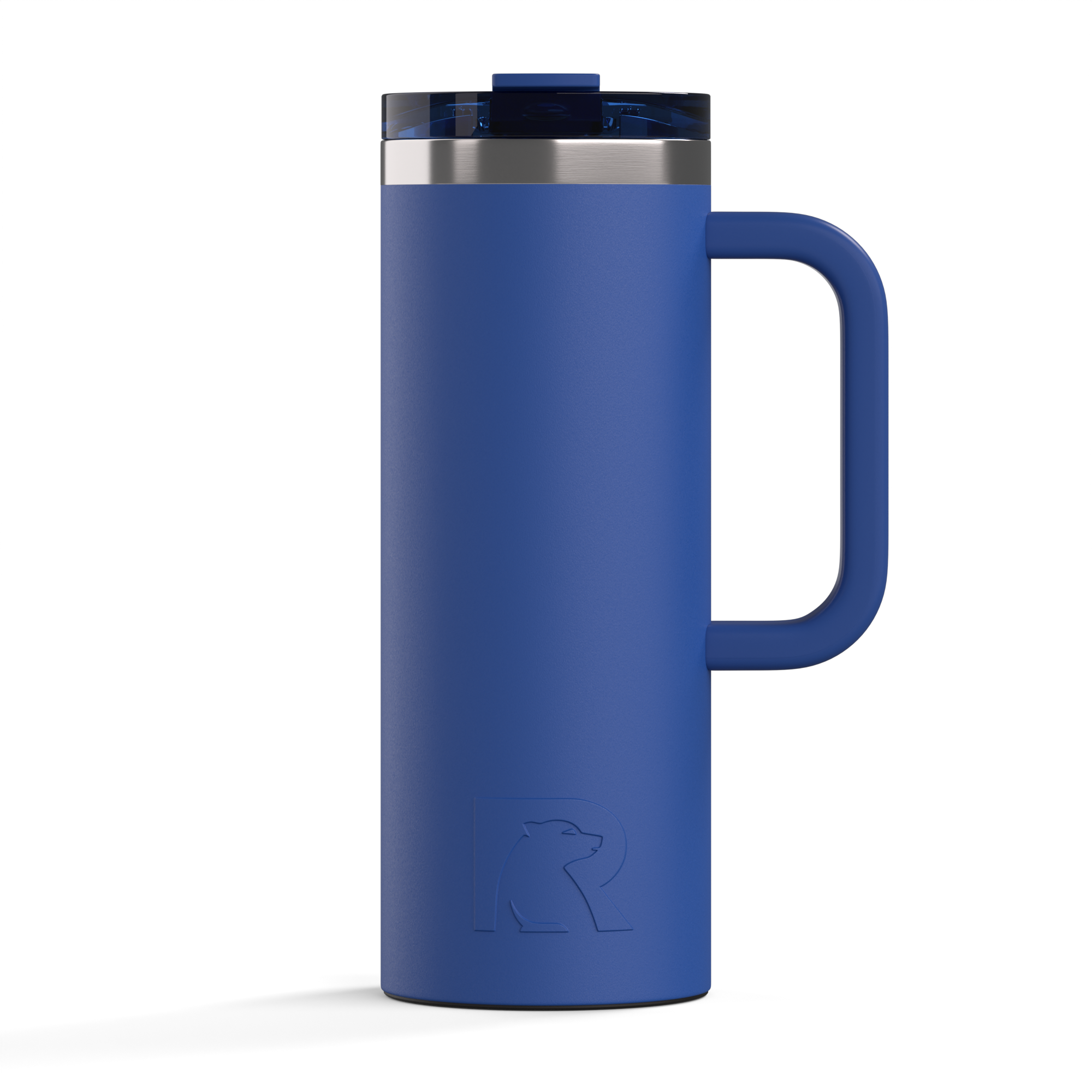 Custom Cobalt RTIC 20 oz Road Trip Travel Mug, personalized by SanCanDo Swag in Argyle, TX