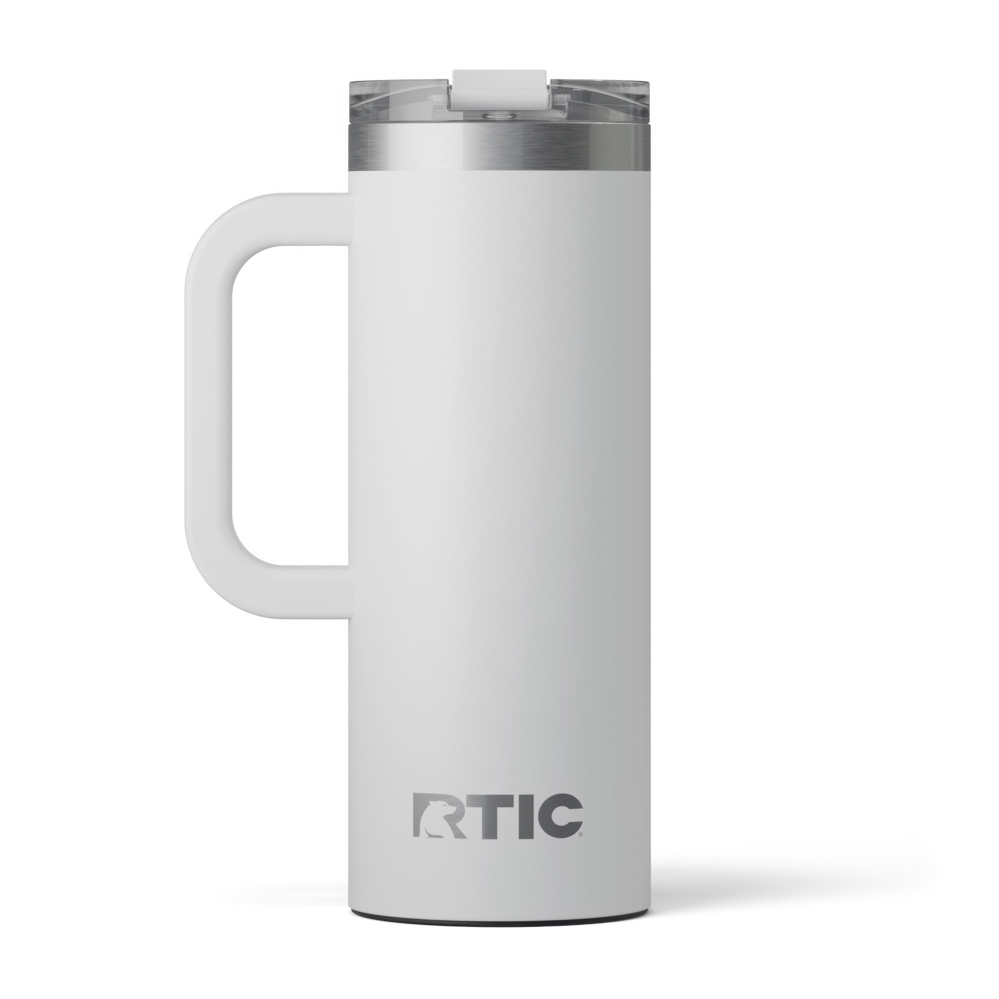 Custom Cool Grey RTIC 20 oz Road Trip Travel Mug, personalized by SanCanDo Swag in Argyle, TX