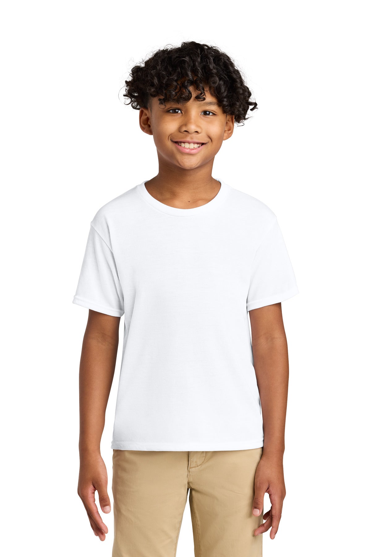 Custom White Youth Dri-Power 100% Polyester Tee 21B, personalized by SanCanDo Swag in Argyle, TX
