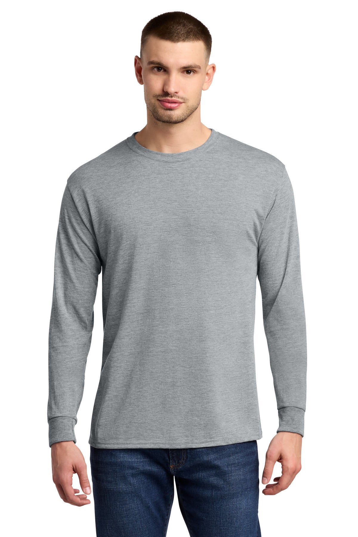 Custom Athletic Heather Dri-Power 100% Polyester Long Sleeve Tee 21LS, personalized by SanCanDo Swag in Argyle, TX