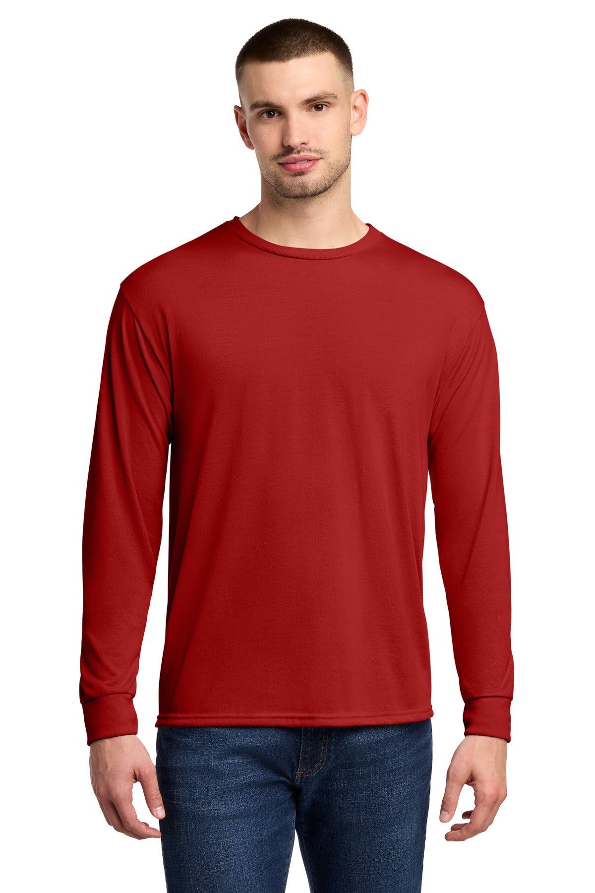 Custom True Red Dri-Power 100% Polyester Long Sleeve Tee 21LS, personalized by SanCanDo Swag in Argyle, TX