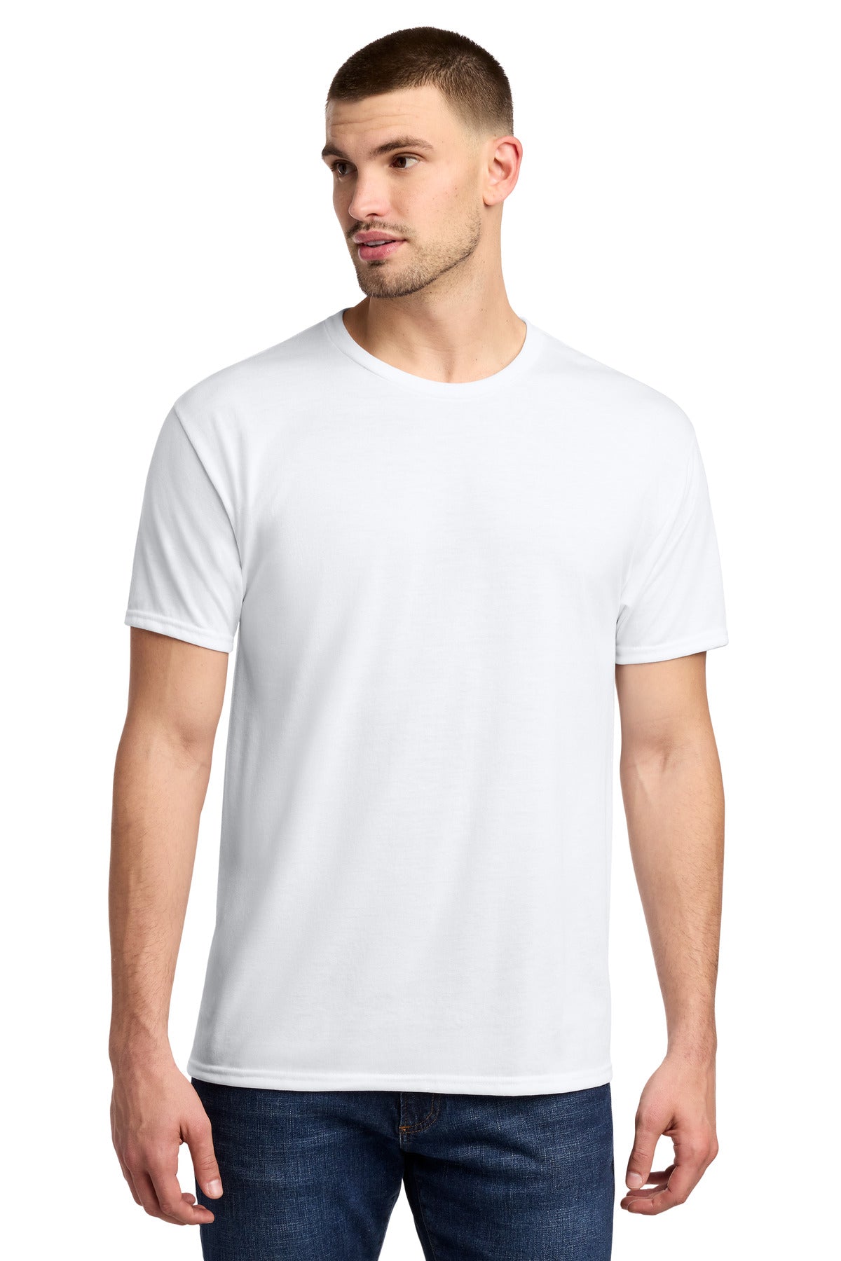 Custom White Dri-Power 100% Polyester Tee 21M, personalized by SanCanDo Swag in Argyle, TX