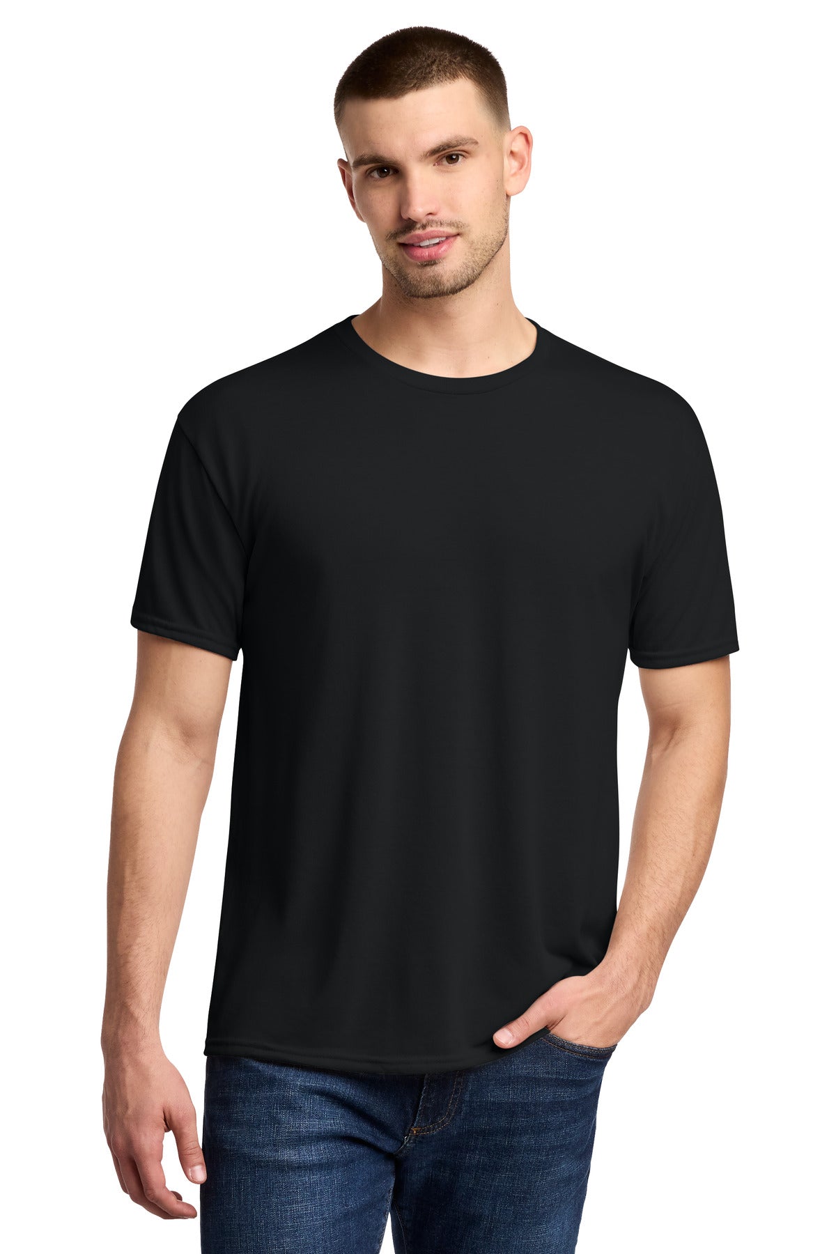 Custom Black Dri-Power 100% Polyester Tee 21M, personalized by SanCanDo Swag in Argyle, TX