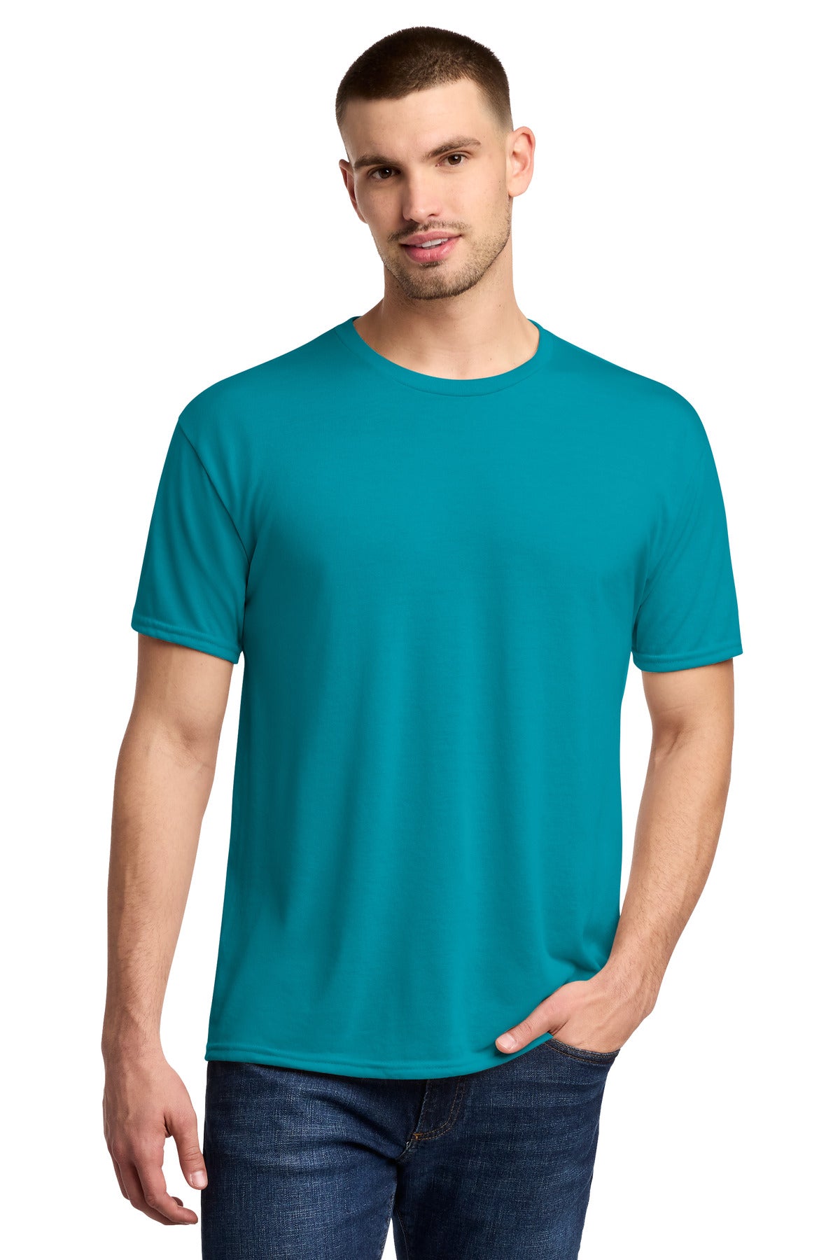 Custom California Blue Dri-Power 100% Polyester Tee 21M, personalized by SanCanDo Swag in Argyle, TX
