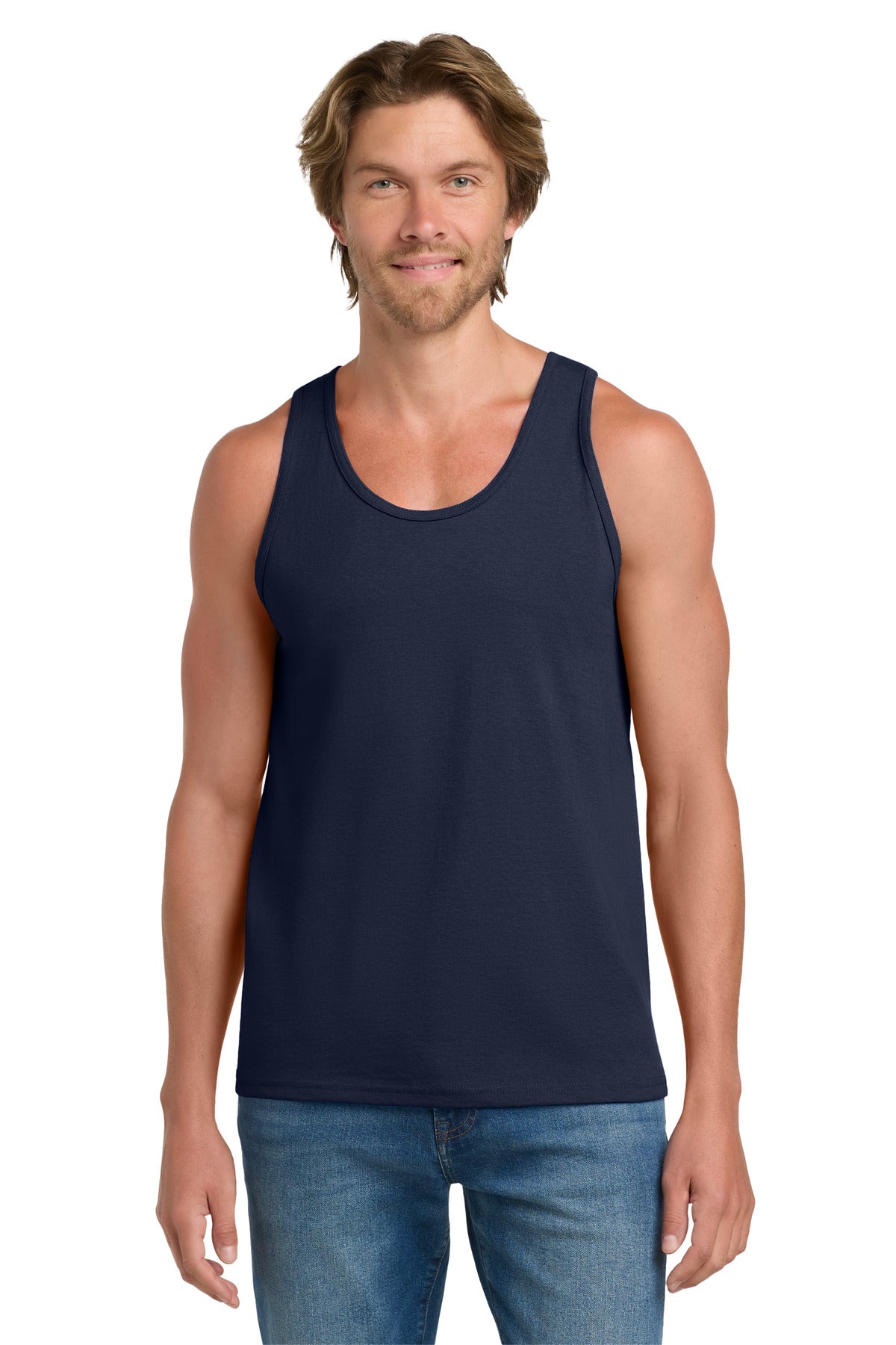 Custom Navy Ultra Cotton 100% US Cotton Tank Top 2200, personalized by SanCanDo Swag in Argyle, TX