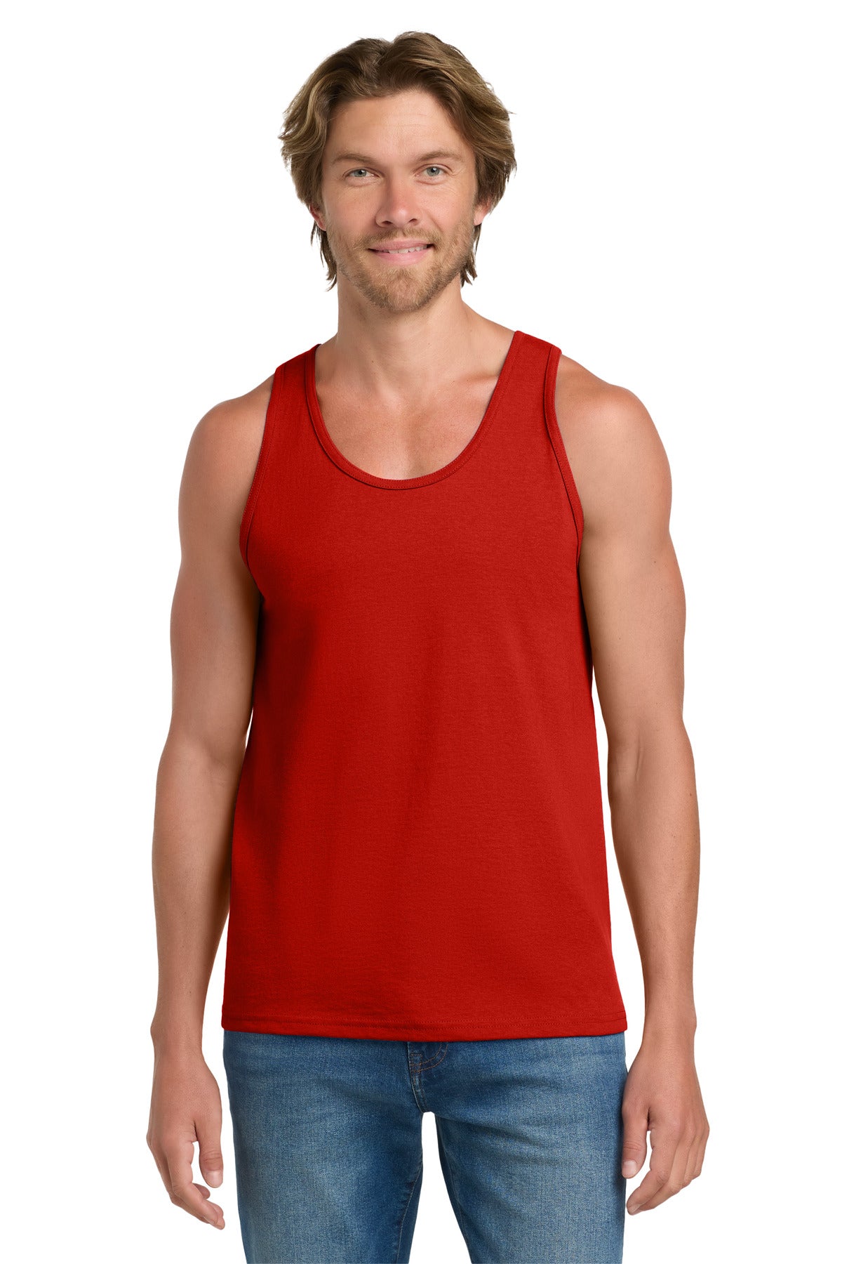 Custom Red Ultra Cotton 100% US Cotton Tank Top 2200, personalized by SanCanDo Swag in Argyle, TX