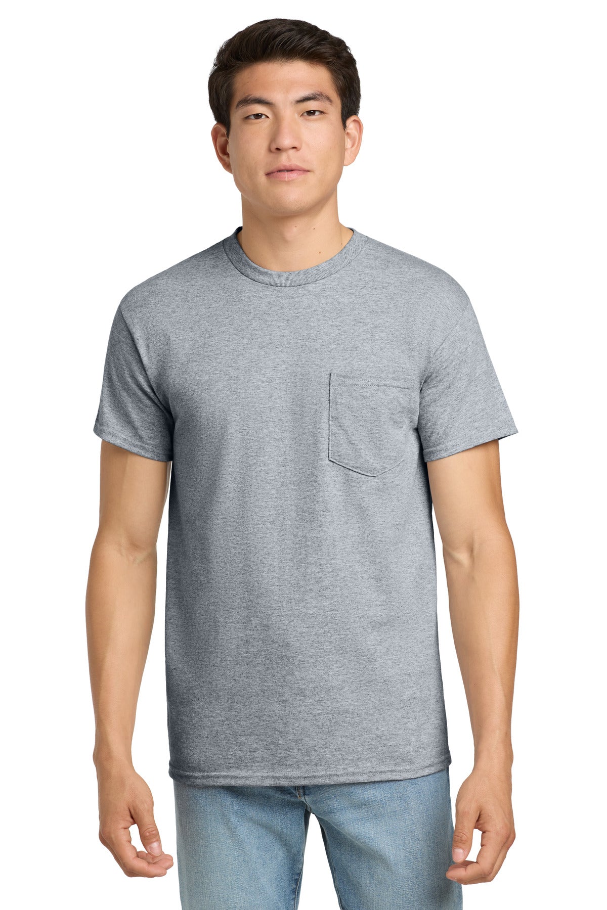 Custom Sport Grey Ultra Cotton Cotton Tee with Pocket 2300, personalized by SanCanDo Swag in Argyle, TX