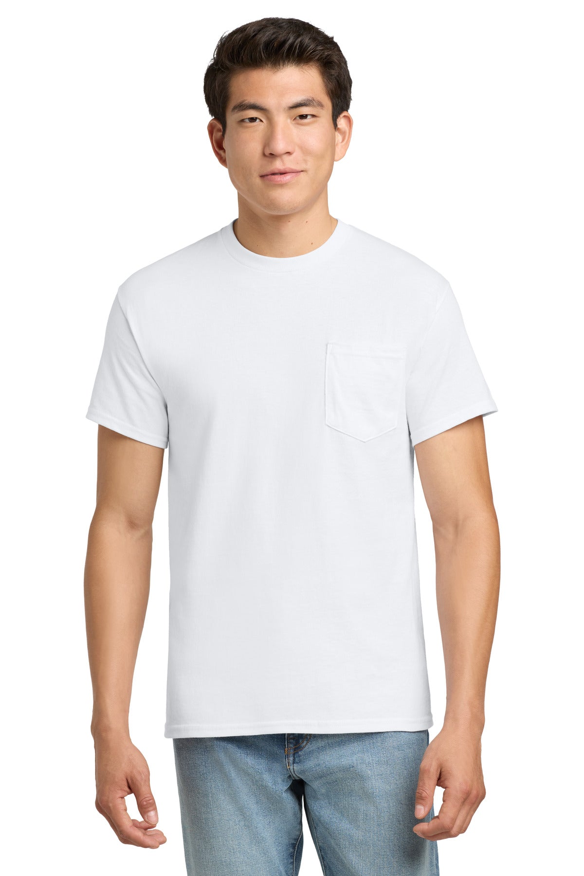 Custom White Ultra Cotton Cotton Tee with Pocket 2300, personalized by SanCanDo Swag in Argyle, TX