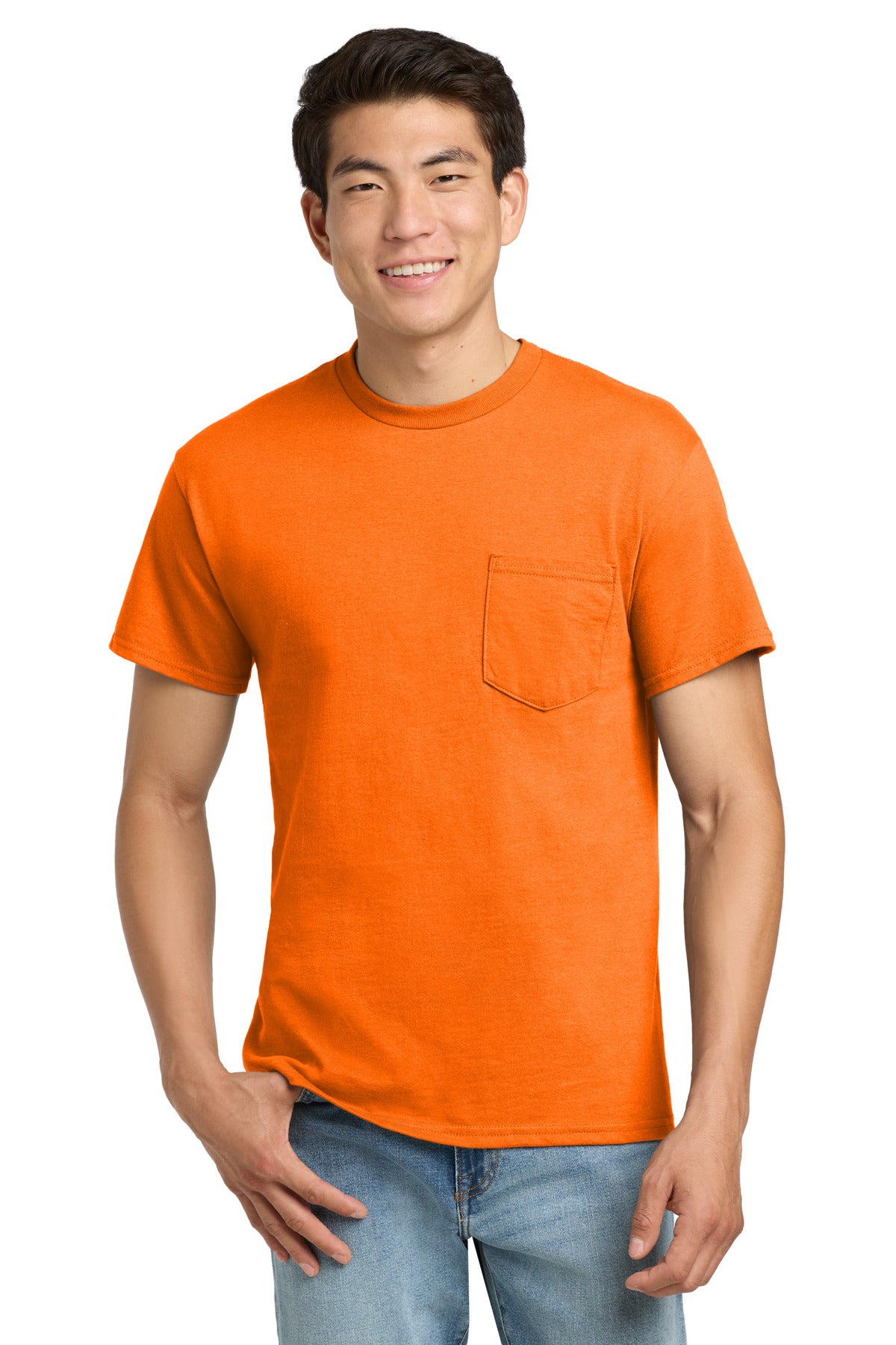 Custom S. Orange Ultra Cotton Cotton Tee with Pocket 2300, personalized by SanCanDo Swag in Argyle, TX