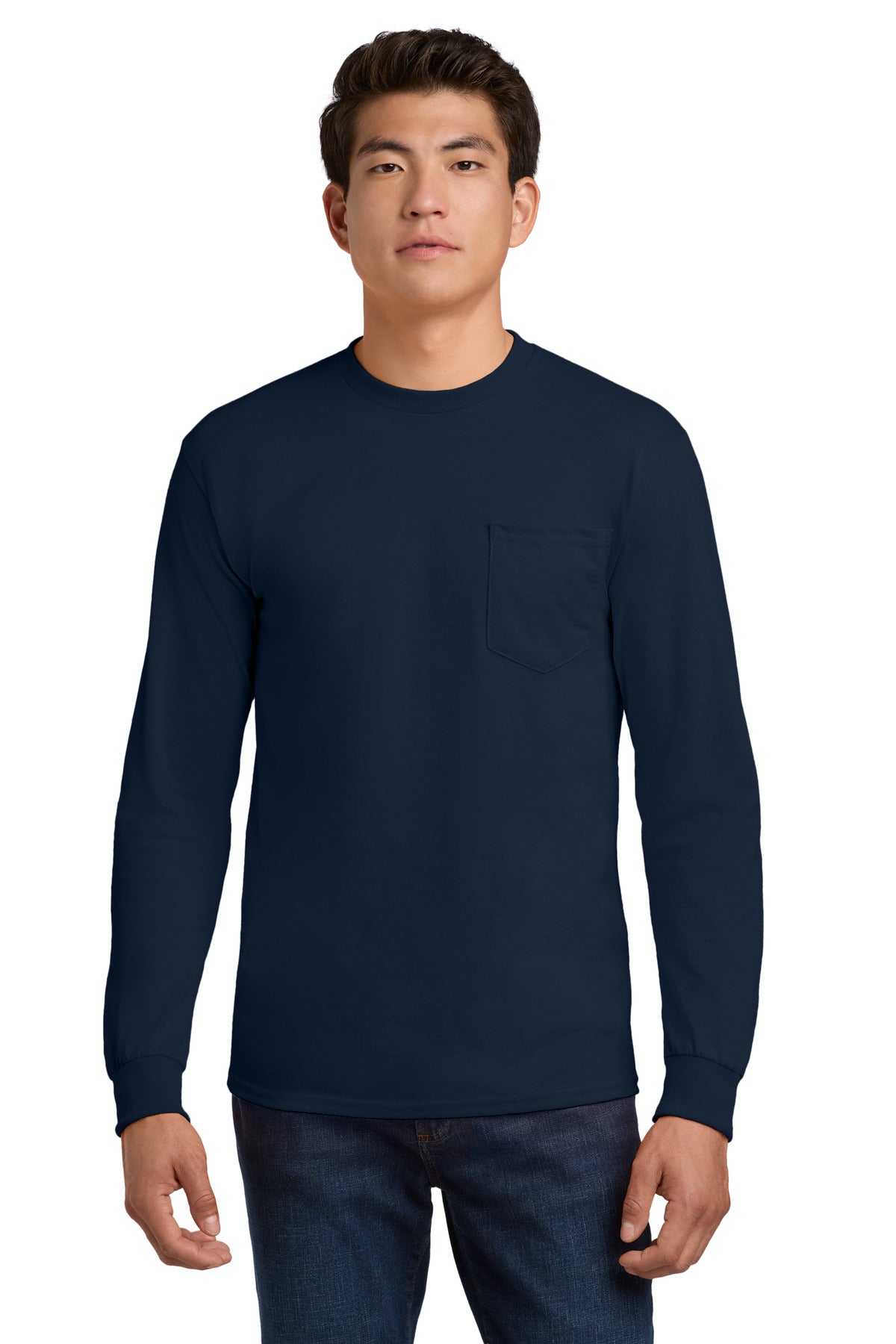 Custom Navy Sleeve Tee with Pocket 2410, personalized by SanCanDo Swag in Argyle, TX