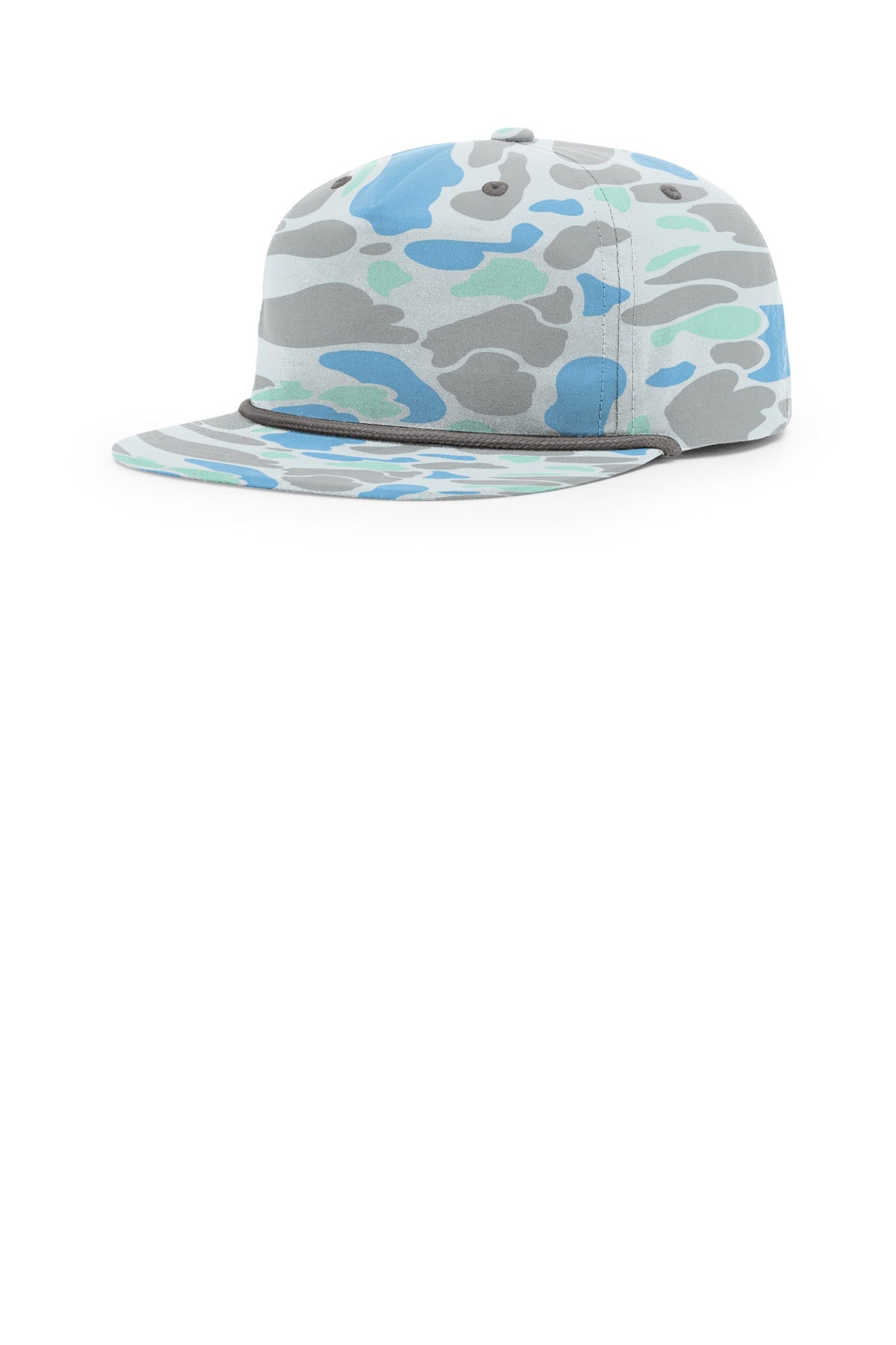 Custom Saltwater Duck Camo/ Charcoal Printed Umpqua Gramps Cap 256P, personalized by SanCanDo Swag in Argyle, TX