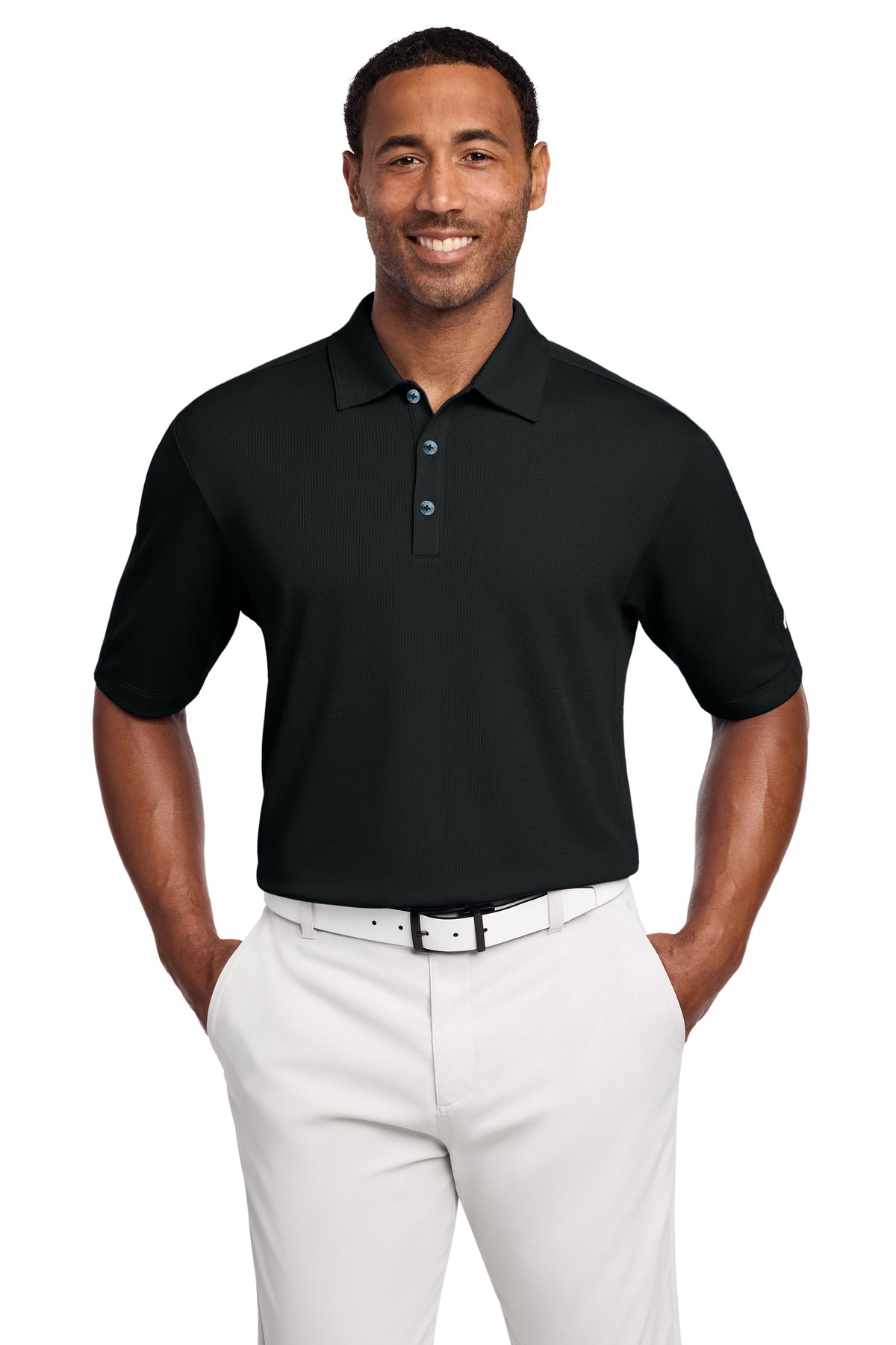 Custom Black Tech Sport Dri-FIT Polo 266998, personalized by SanCanDo Swag in Argyle, TX