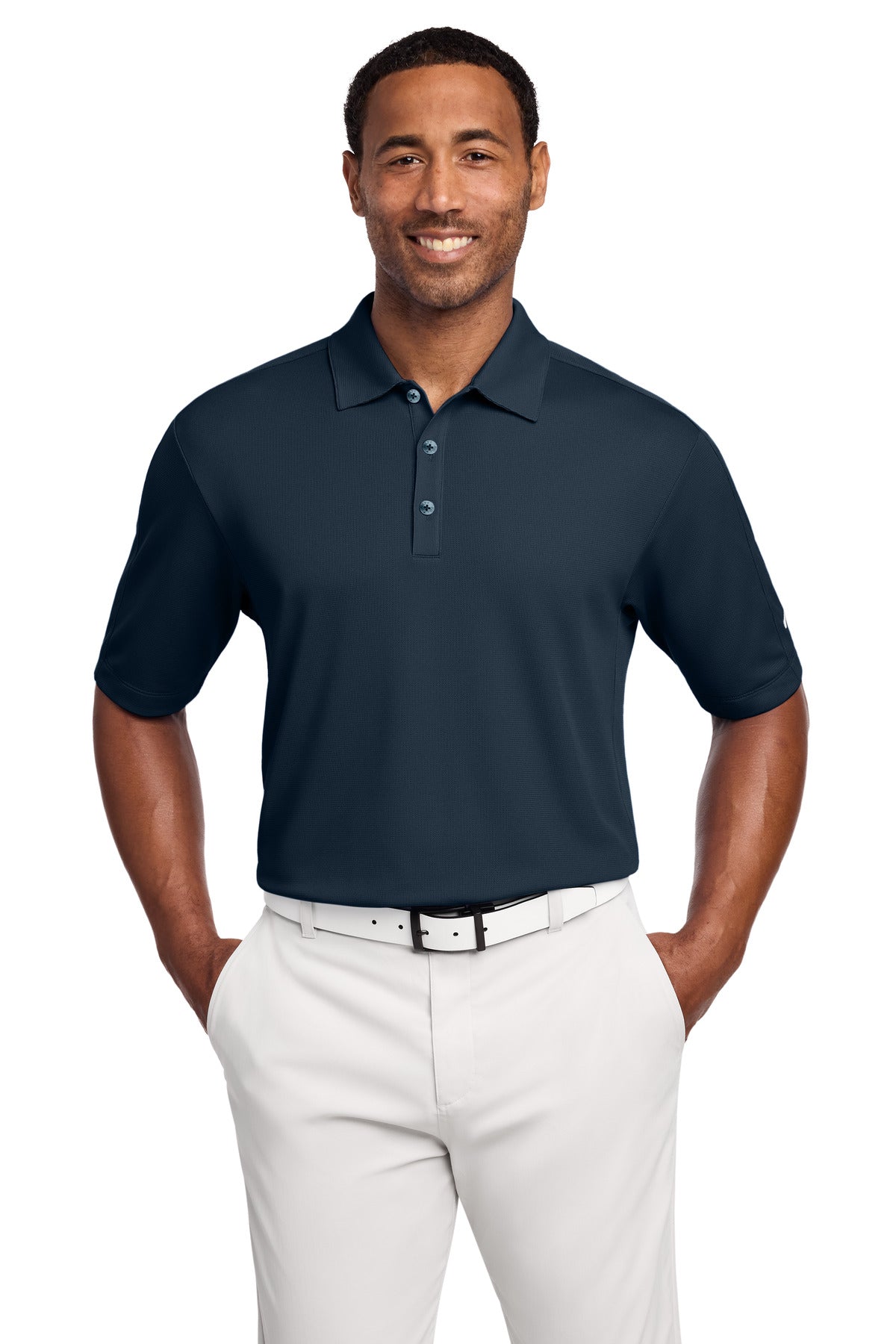 Custom Navy Tech Sport Dri-FIT Polo 266998, personalized by SanCanDo Swag in Argyle, TX
