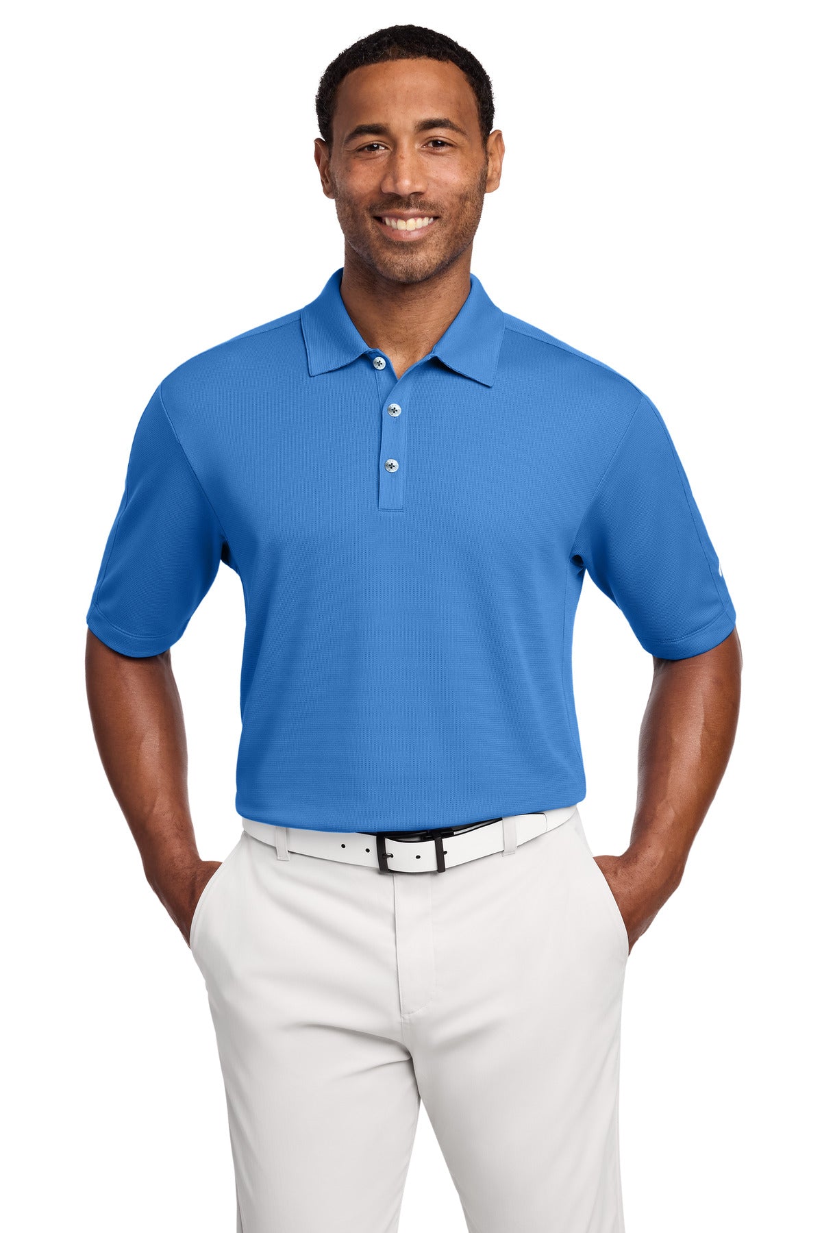 Custom Pacific Blue Tech Sport Dri-FIT Polo 266998, personalized by SanCanDo Swag in Argyle, TX