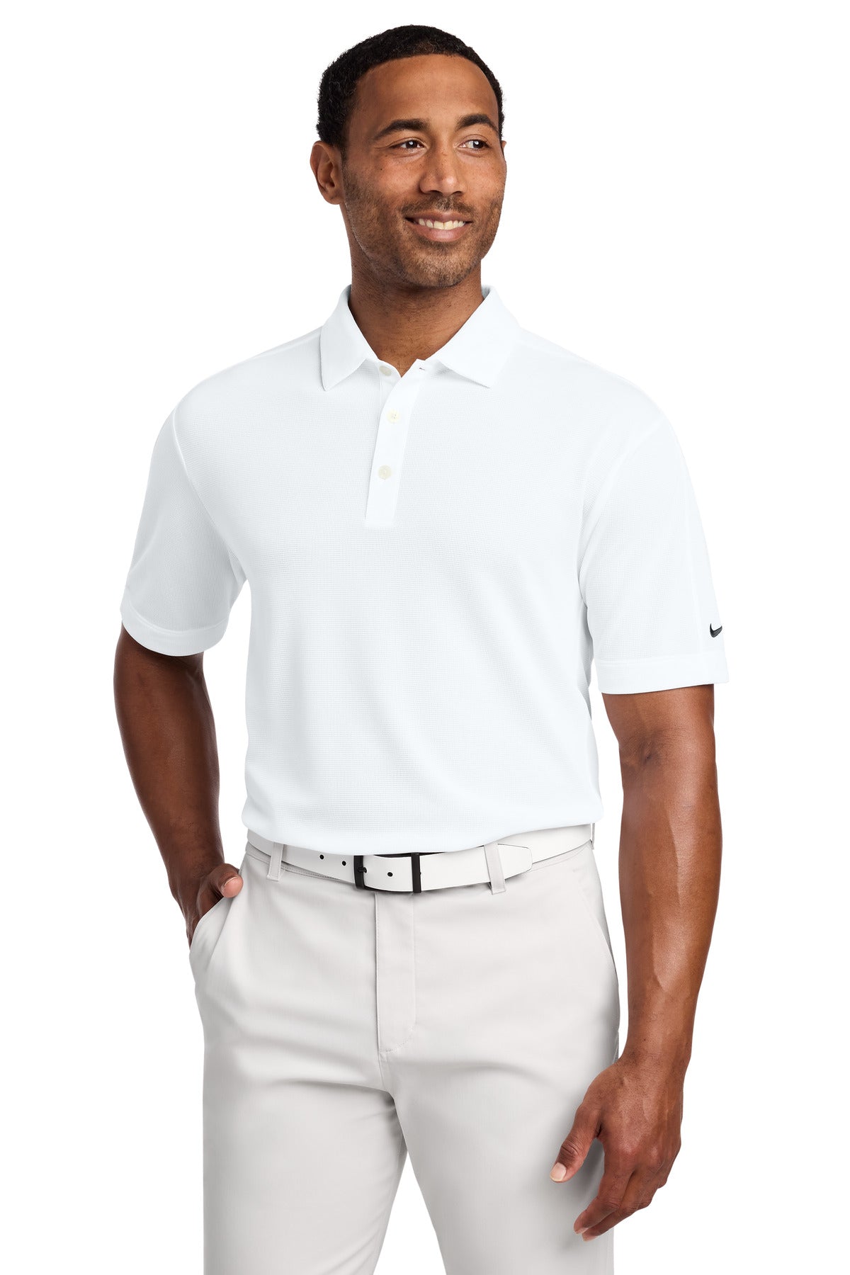 Custom White Tech Sport Dri-FIT Polo 266998, personalized by SanCanDo Swag in Argyle, TX