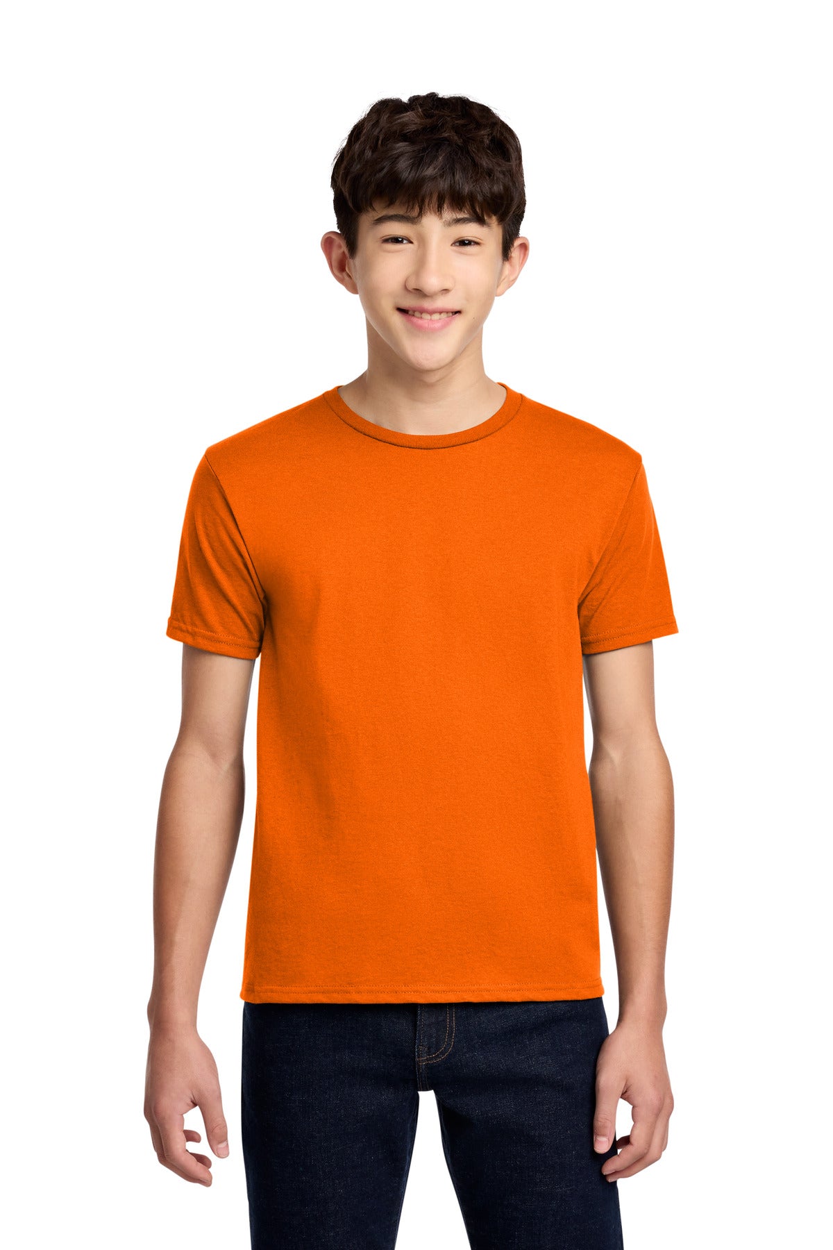 Custom Safety Orange Youth Dri-Power 50/50 Cotton/Poly Tee 29B, personalized by SanCanDo Swag in Argyle, TX