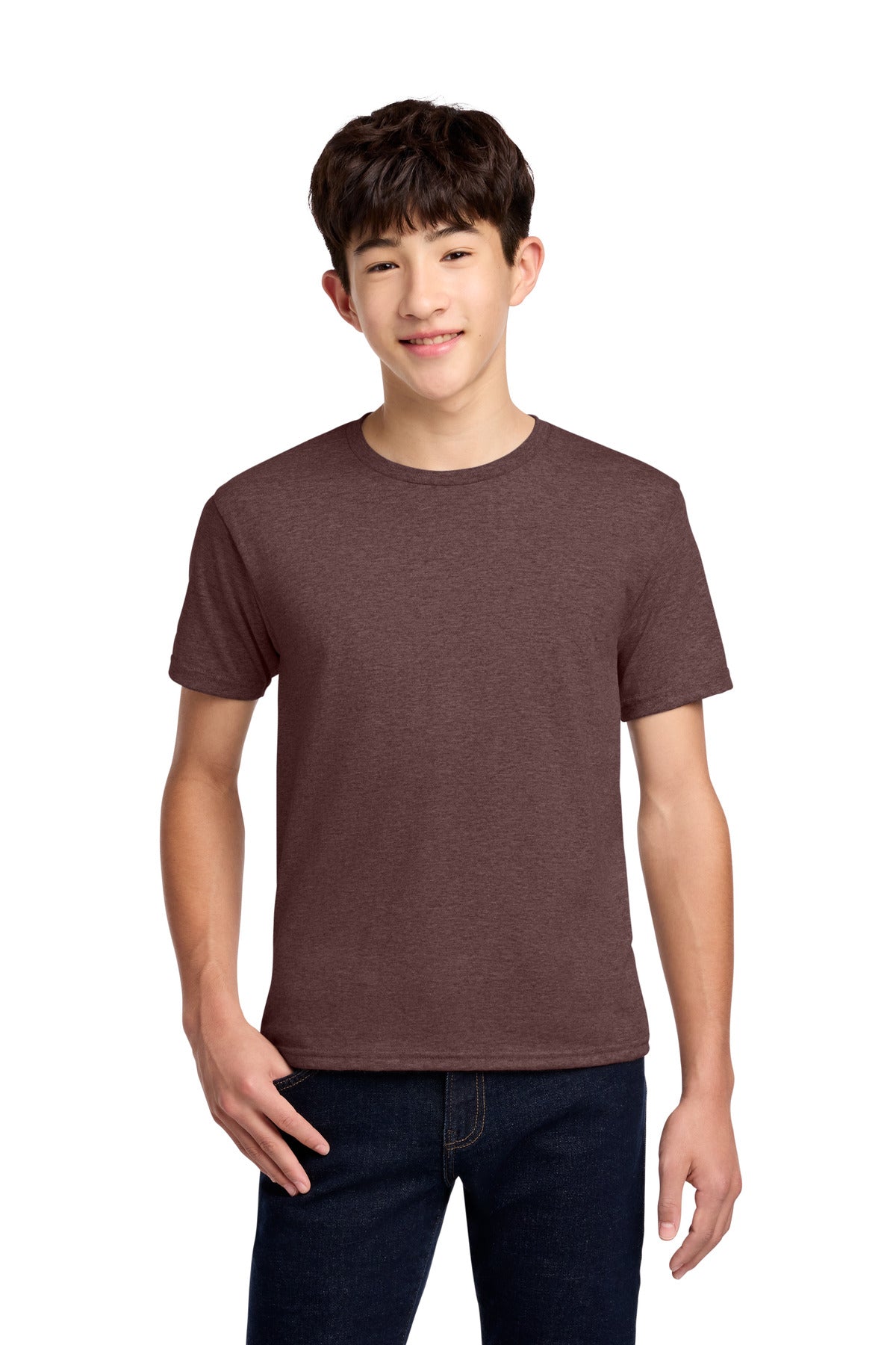 Custom Vintage Heather Maroon Youth Dri-Power 50/50 Cotton/Poly Tee 29B, personalized by SanCanDo Swag in Argyle, TX
