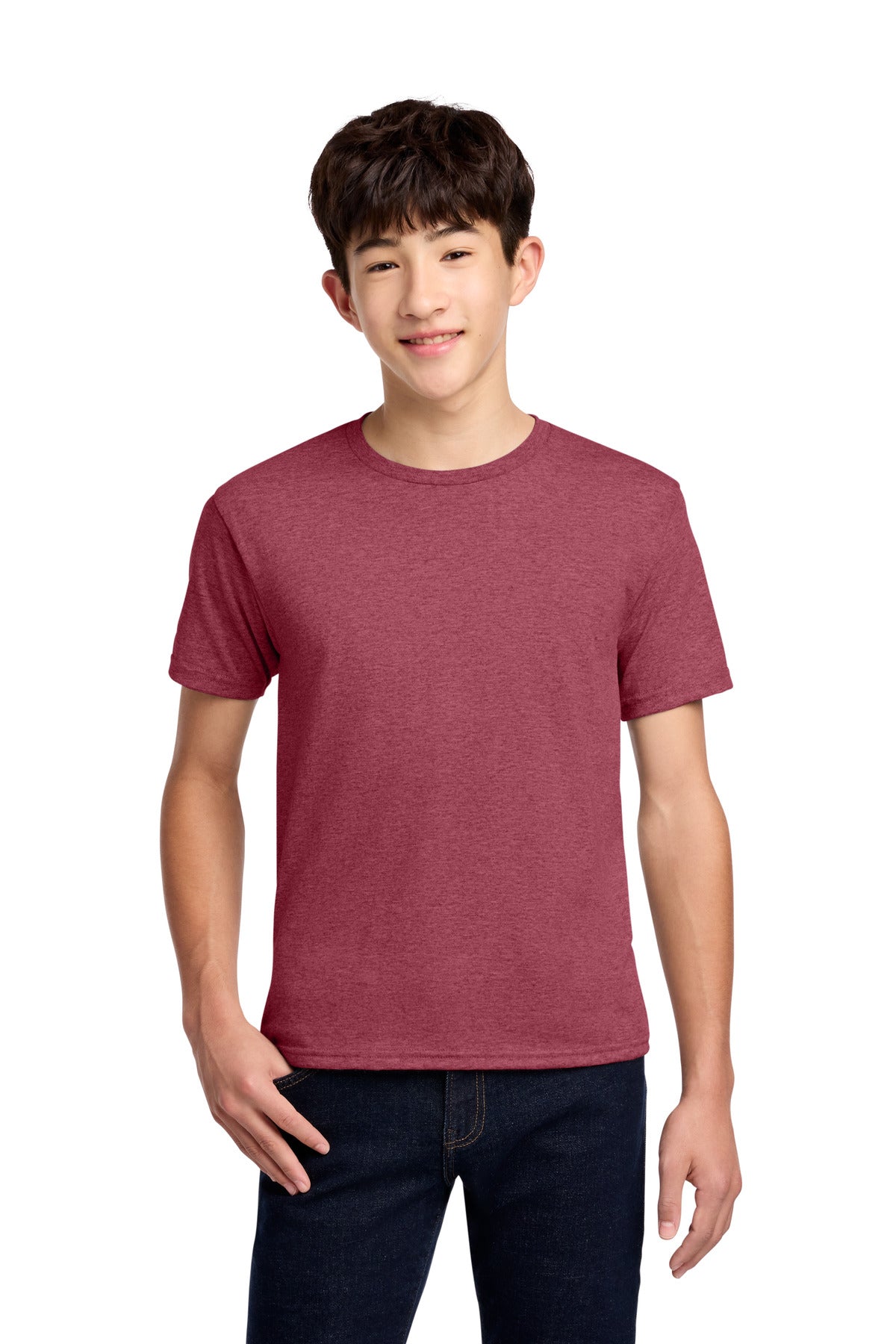 Custom Vintage Heather Red Youth Dri-Power 50/50 Cotton/Poly Tee 29B, personalized by SanCanDo Swag in Argyle, TX