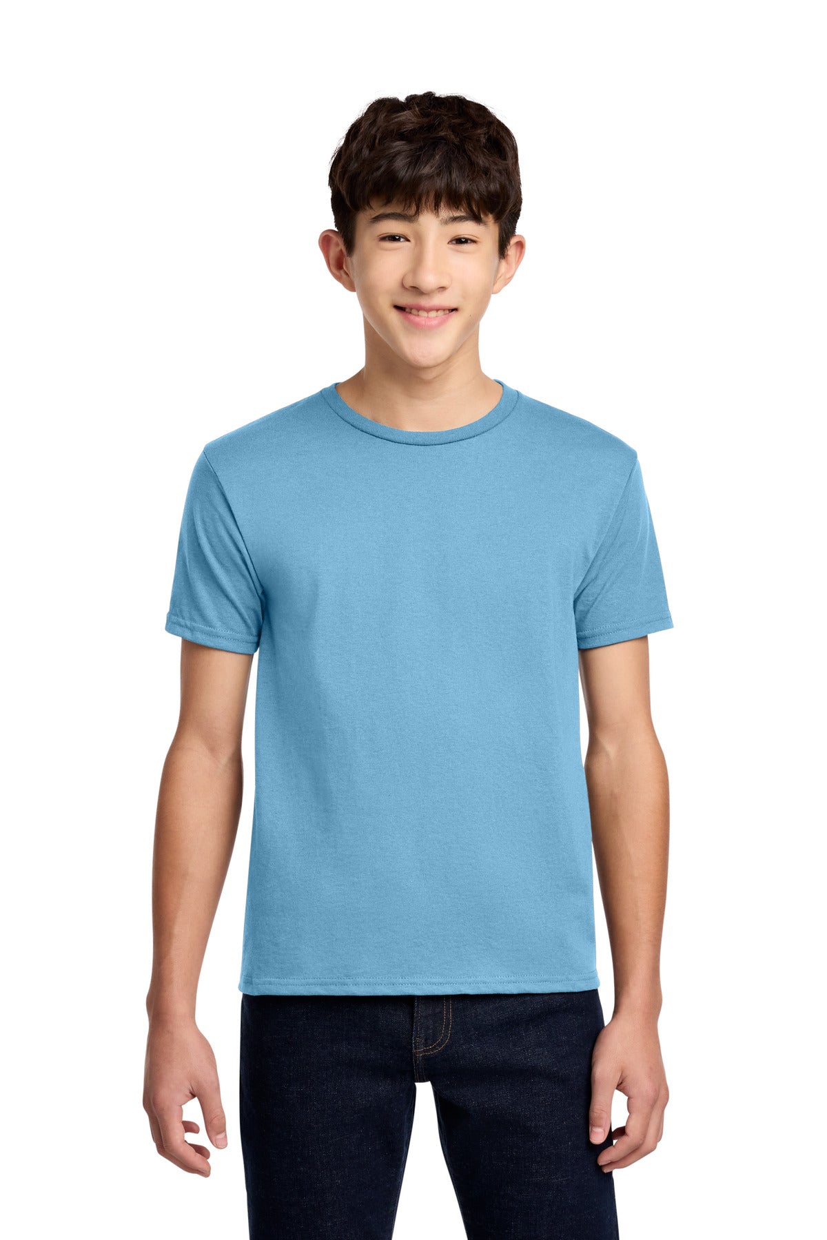 Custom Light Blue Youth Dri-Power 50/50 Cotton/Poly Tee 29B, personalized by SanCanDo Swag in Argyle, TX